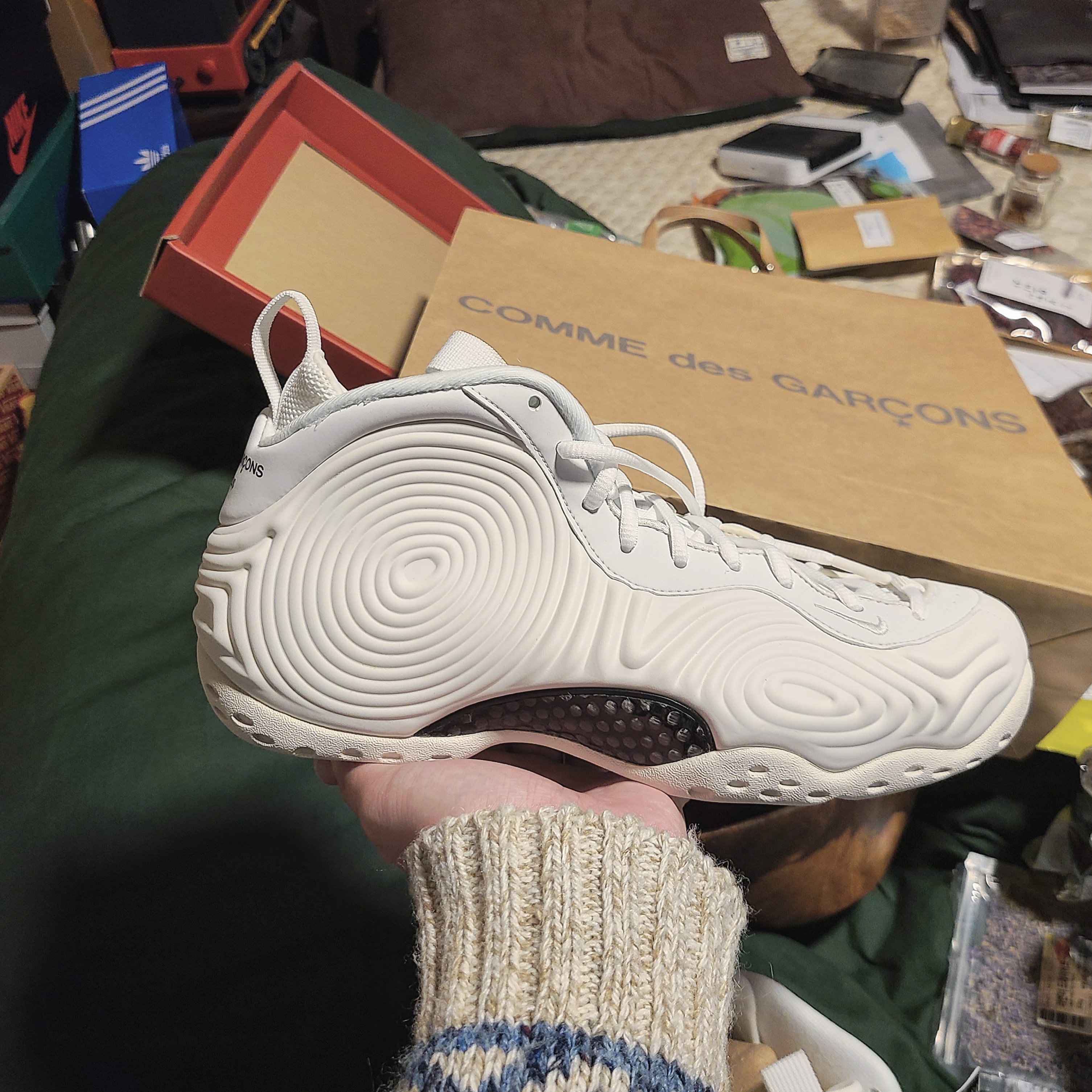 Nike x Comme des Garcons Homme Plus Air Foamposite One White 착용 스타일