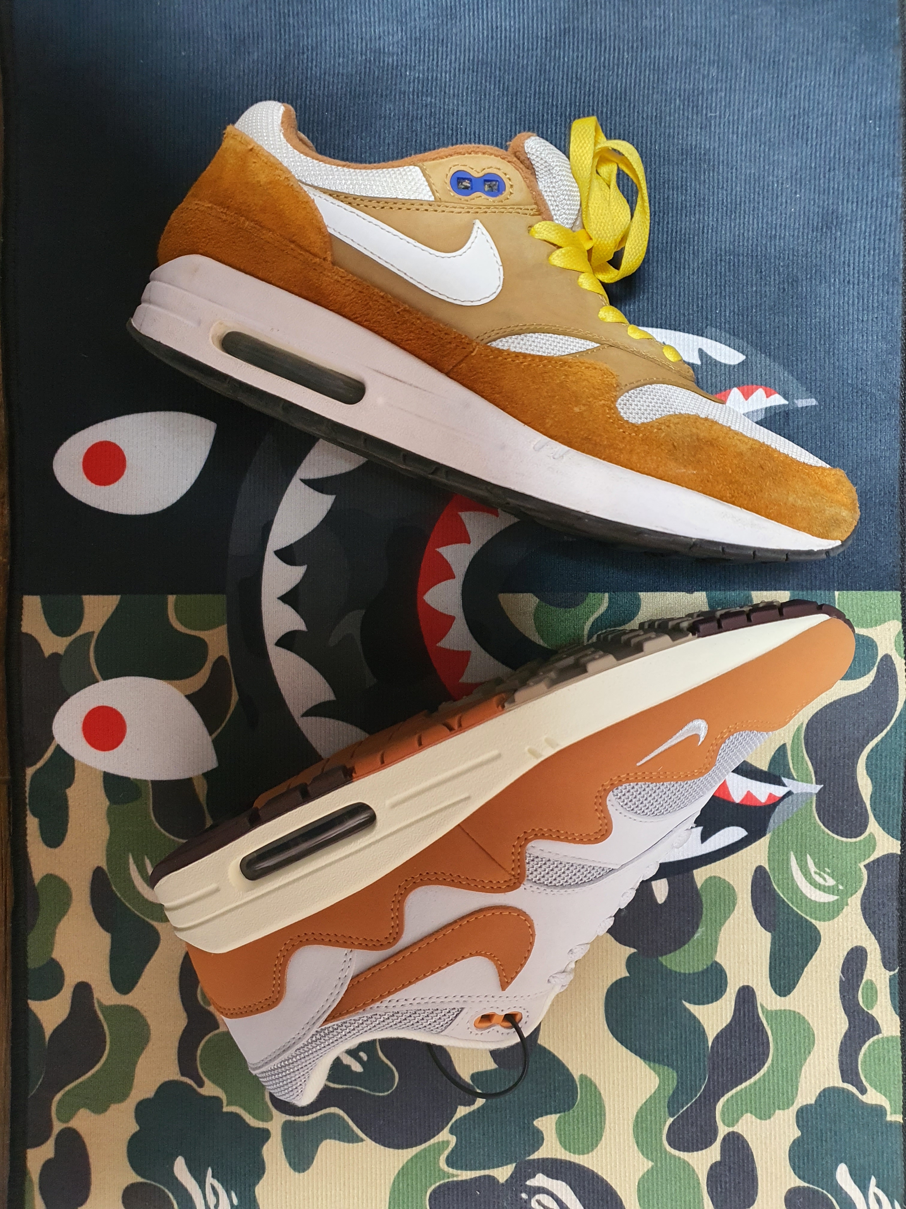 Nike x Patta Air Max 1 Monarch, Nike Air Max 1 Curry 2018 착용 스타일