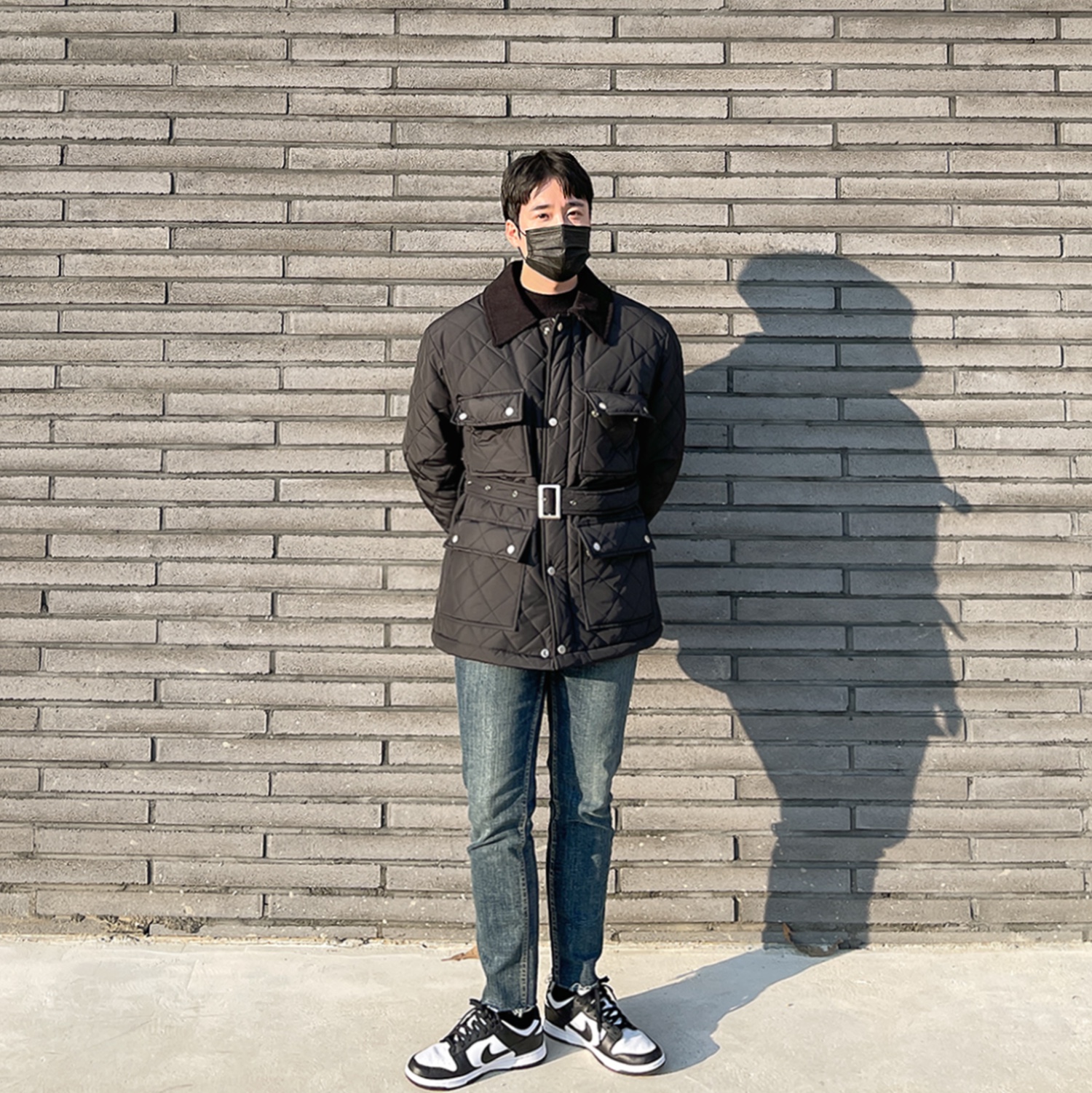 Nike Dunk Low Retro Black, (W) Nike Dunk Low Black 착용 스타일 - 1