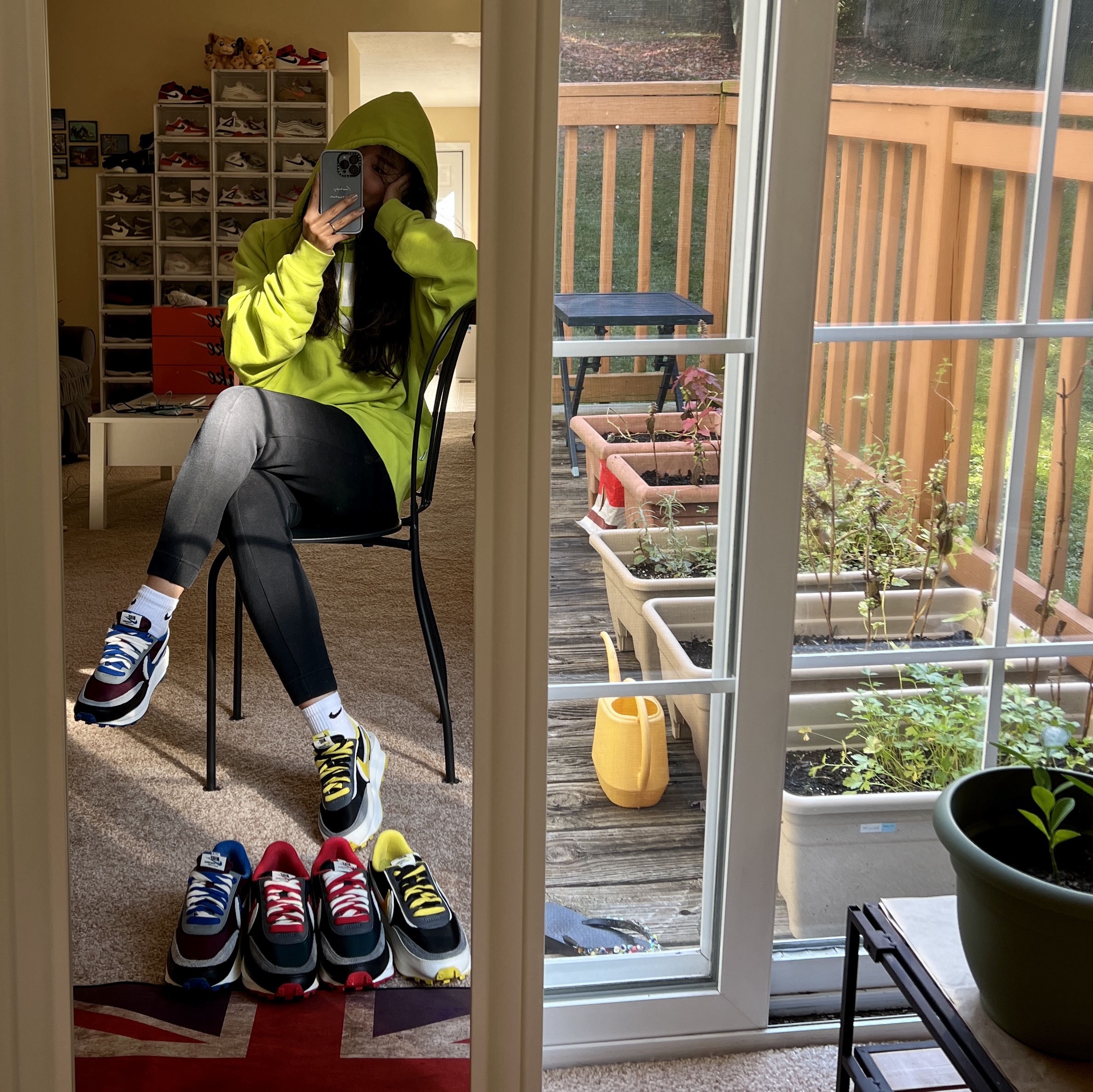 Nike x Sacai x Undercover LDWaffle Black Bright Citron, Nike x Sacai x Undercover LDWaffle Night Maroon Team Royal 착용 스타일 - 1