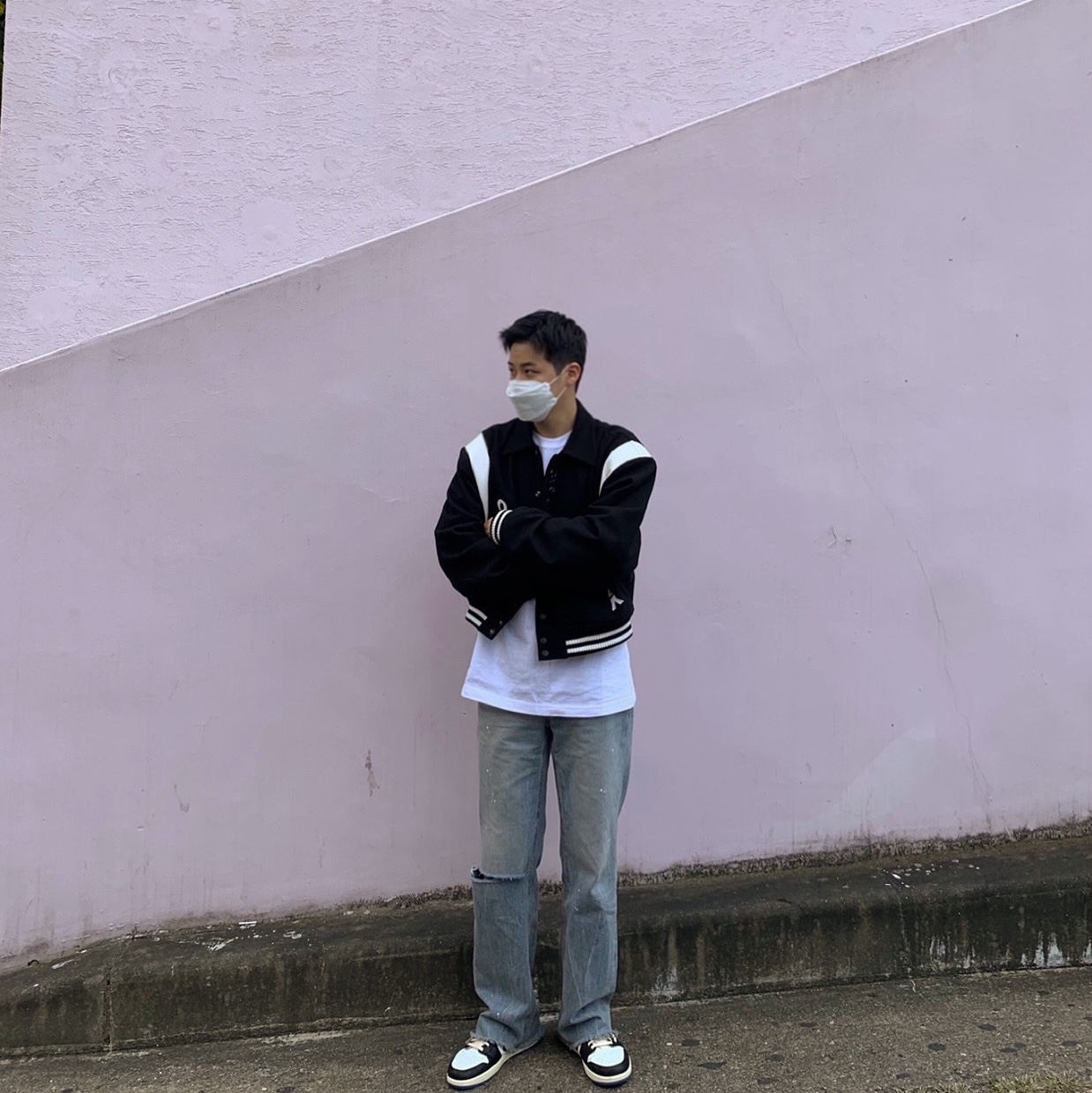 Jordan 1 x Travis Scott x Fragment Retro Low OG SP Military Blue 착용 스타일