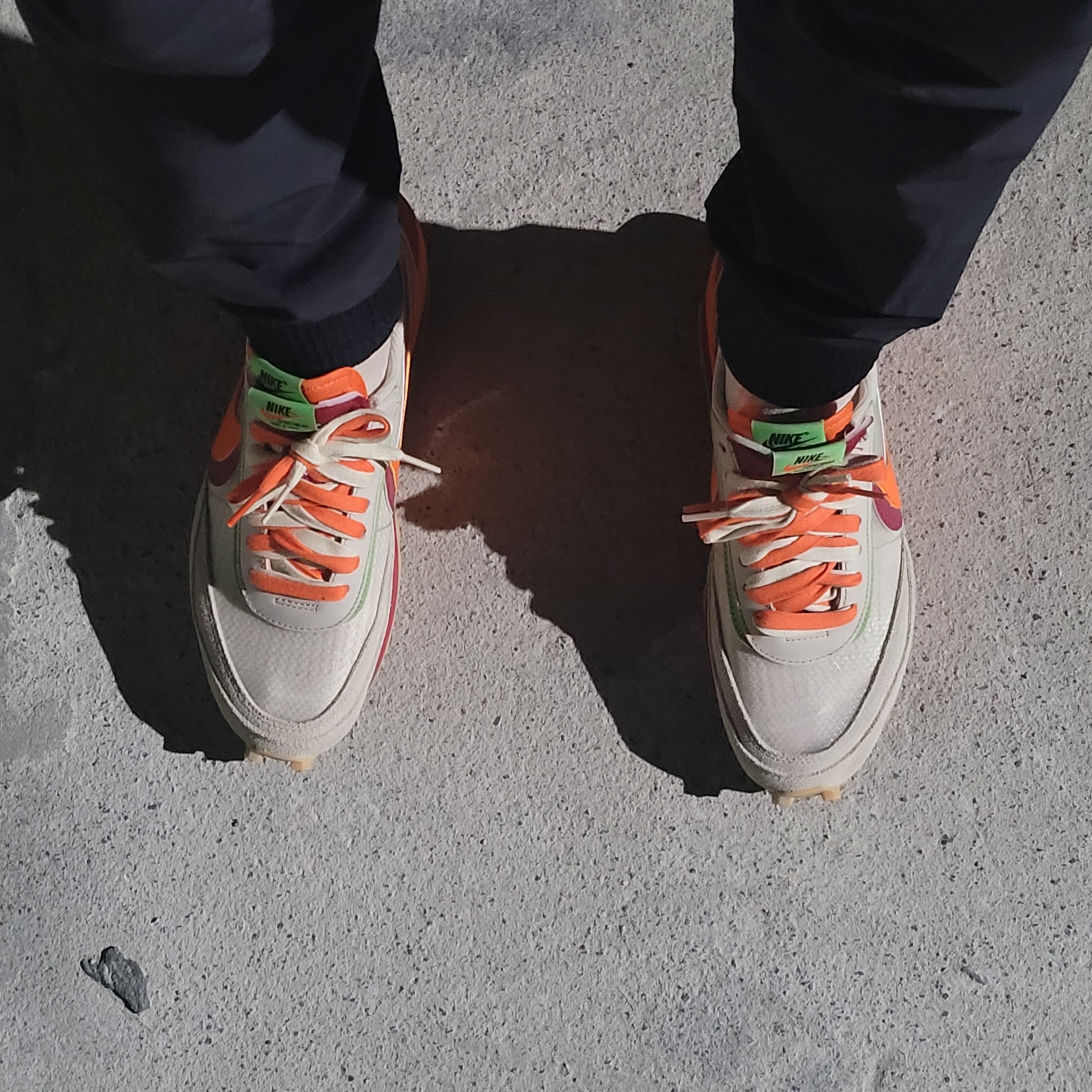 Nike x Sacai x Clot LDWaffle Orange Blaze 착용 스타일 - 2