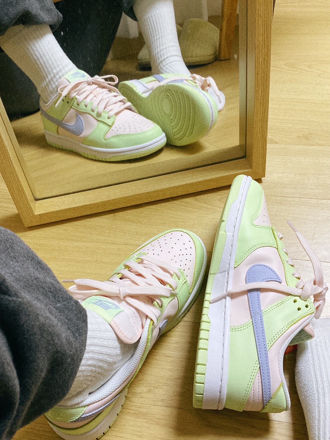 (W) Nike Dunk Low Light Soft Pink 착용 스타일