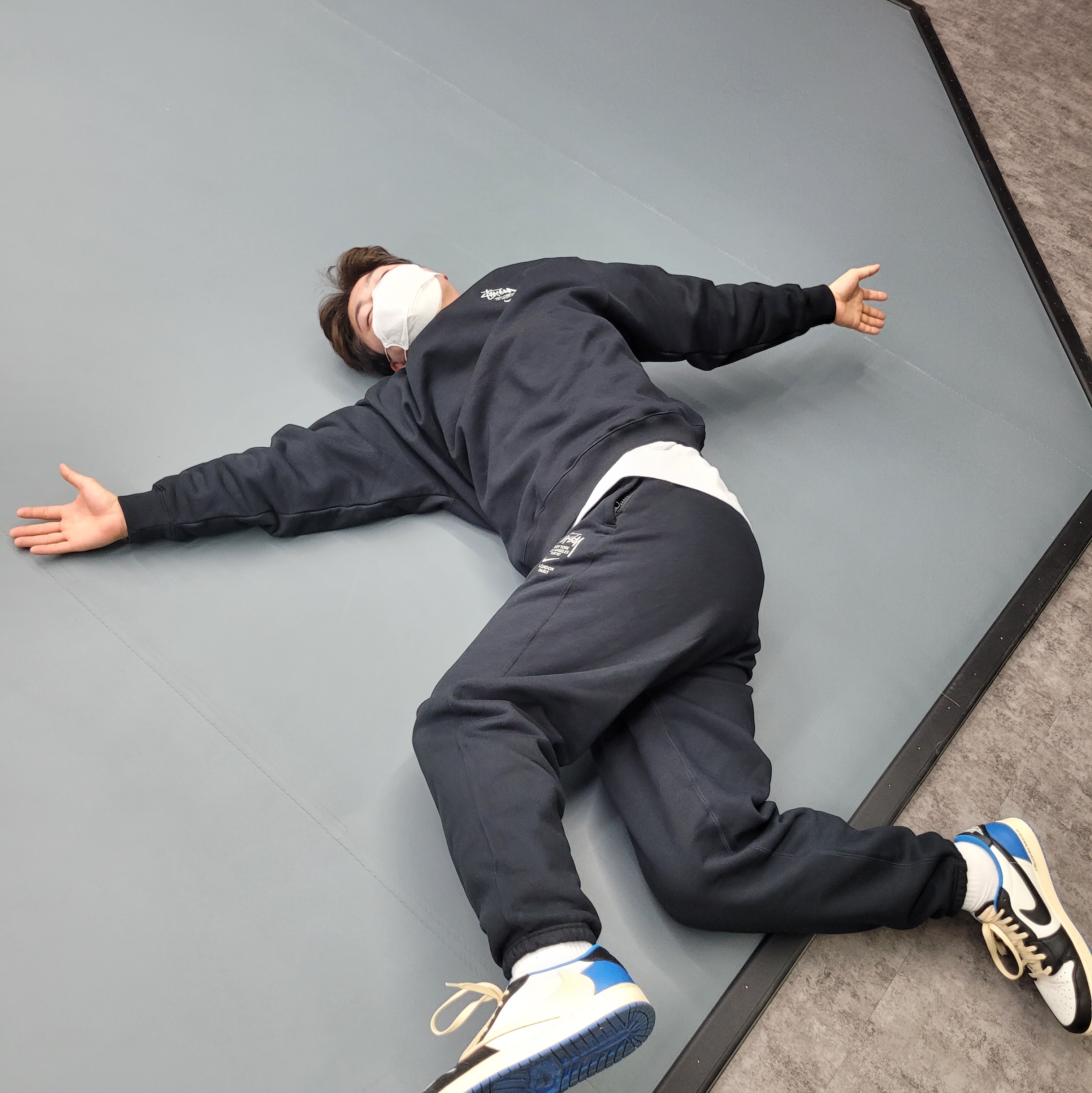 Nike x Stussy NRG ZR Fleece Crewneck Black - US/EU, Nike x Stussy NRG ZR Fleece Pants Black - US/EU 착용 스타일