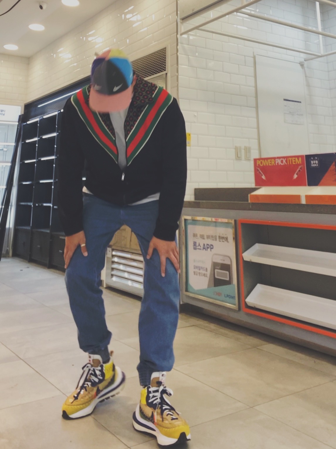 Nike x Sean Wotherspoon Air Max 1/97, Nike x Sacai x Jean Paul Gaultier VaporWaffle Sesame Blue Void 착용 스타일 - 4