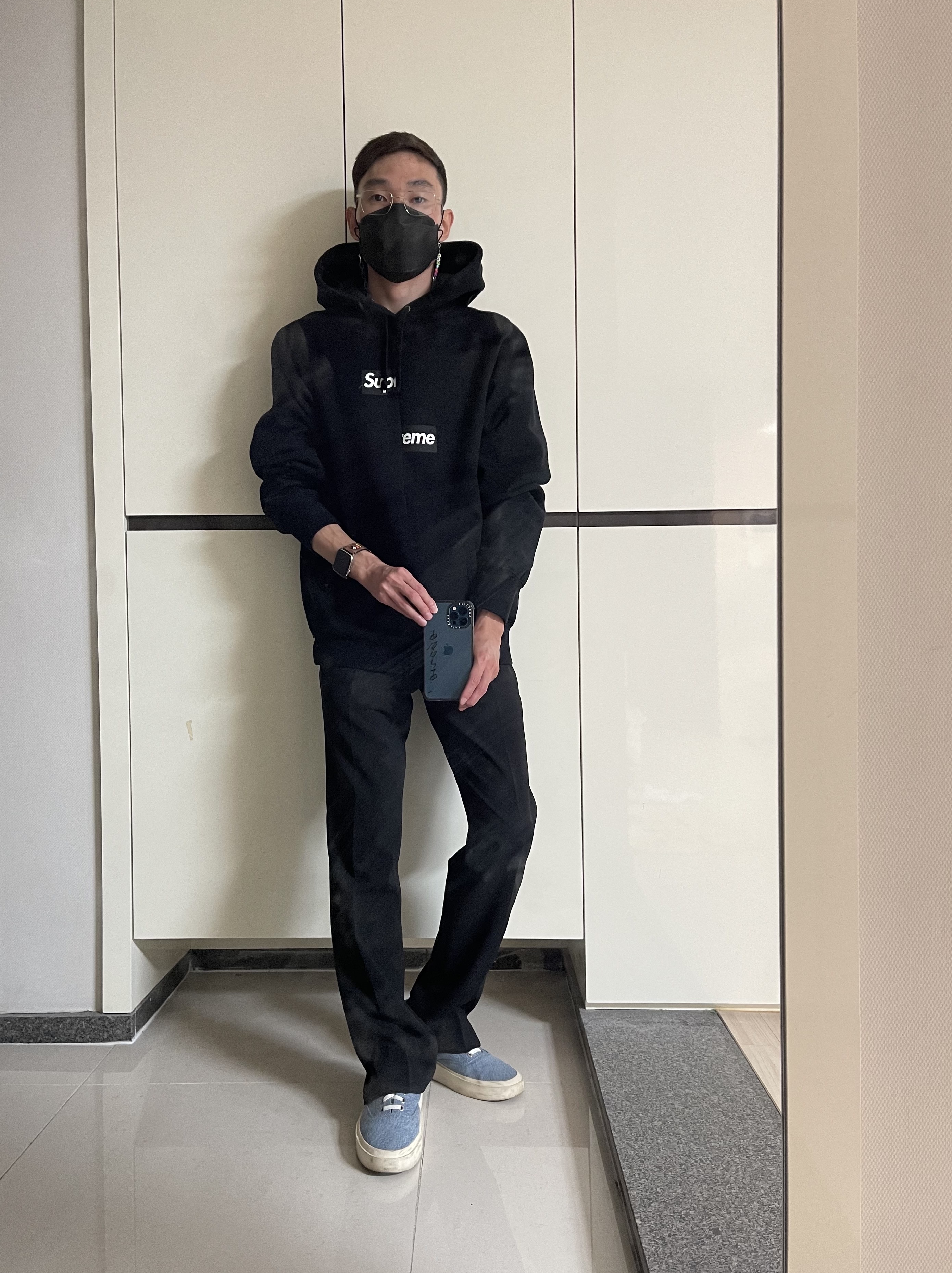 Supreme x Comme des Garcons Shirt Split Box Logo Hooded Sweatshirt Black - 18FW 착용 스타일 - 2