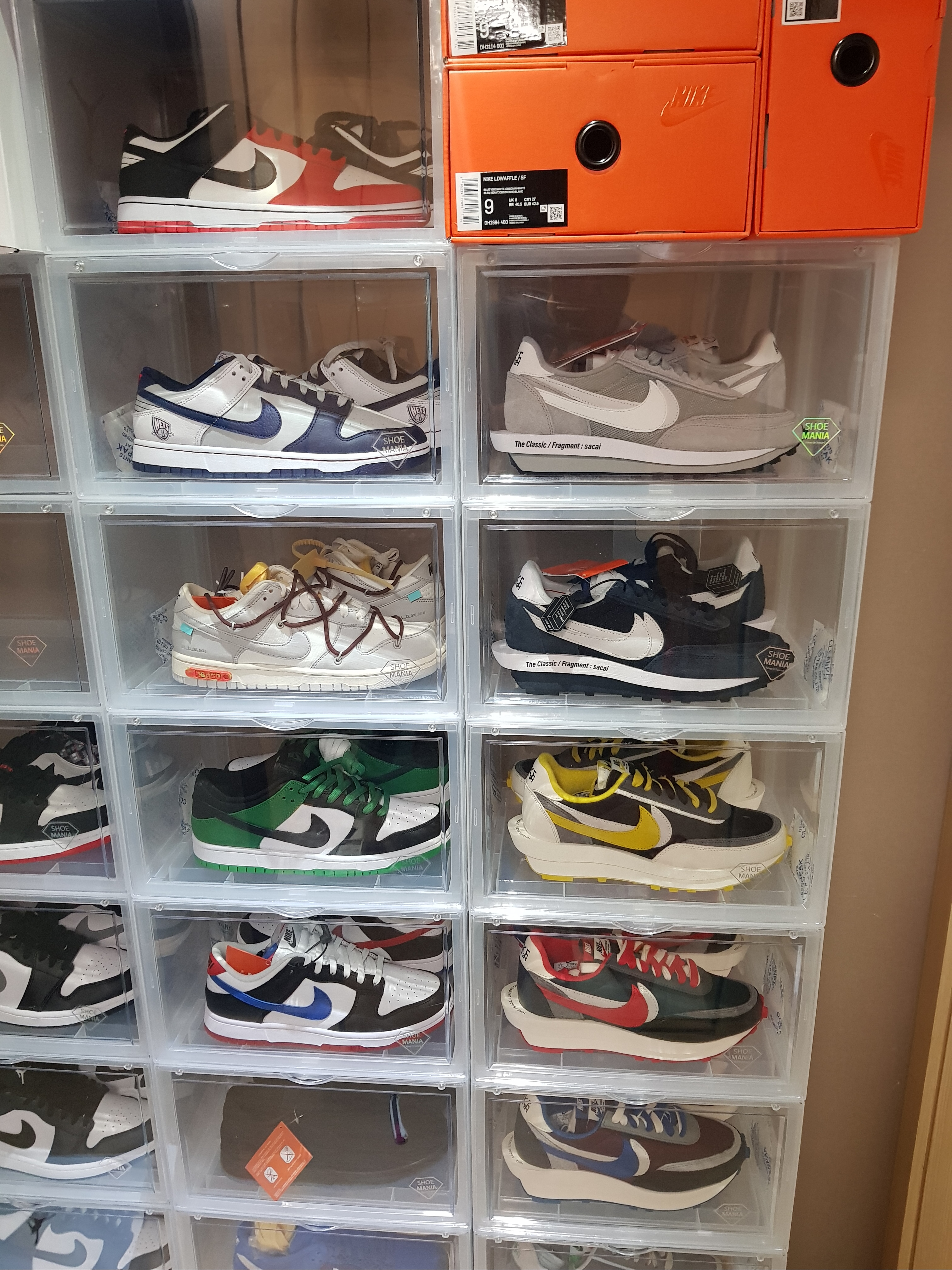 Nike x Sacai x Undercover LDWaffle Black Bright Citron, Nike x Sacai x Undercover LDWaffle Night Maroon Team Royal 착용 스타일