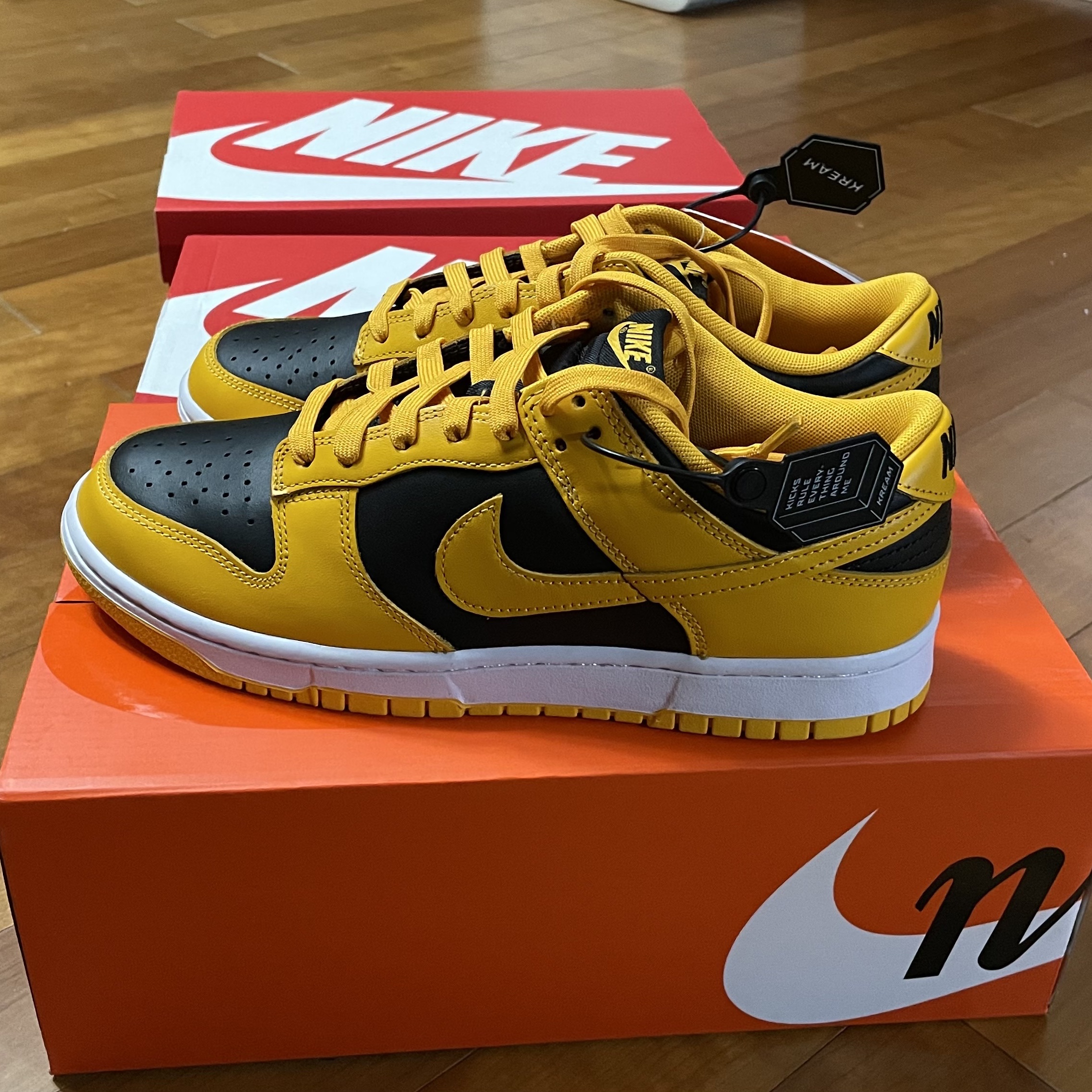 Nike Dunk Low Retro Championship Goldenrod 착용 스타일 - 1