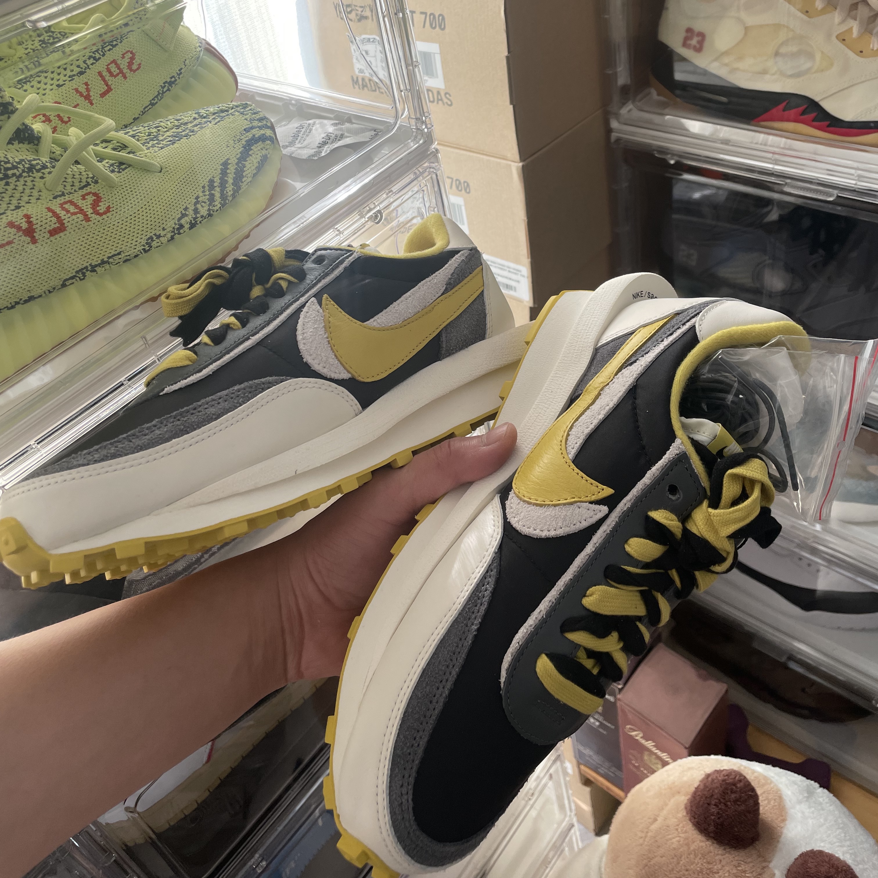 Nike x Sacai x Undercover LDWaffle Black Bright Citron 착용 스타일 - 2