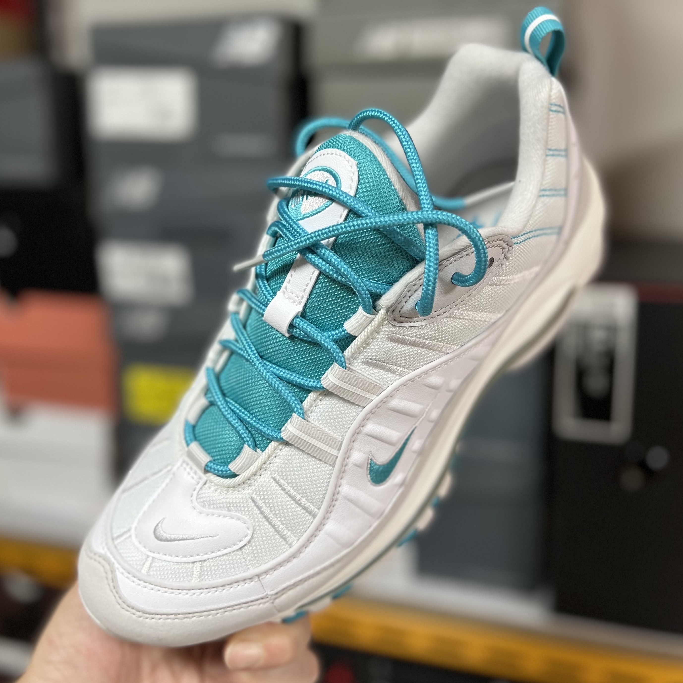 Nike Air Max 98 White Teal Nebula 착용 스타일 - 1