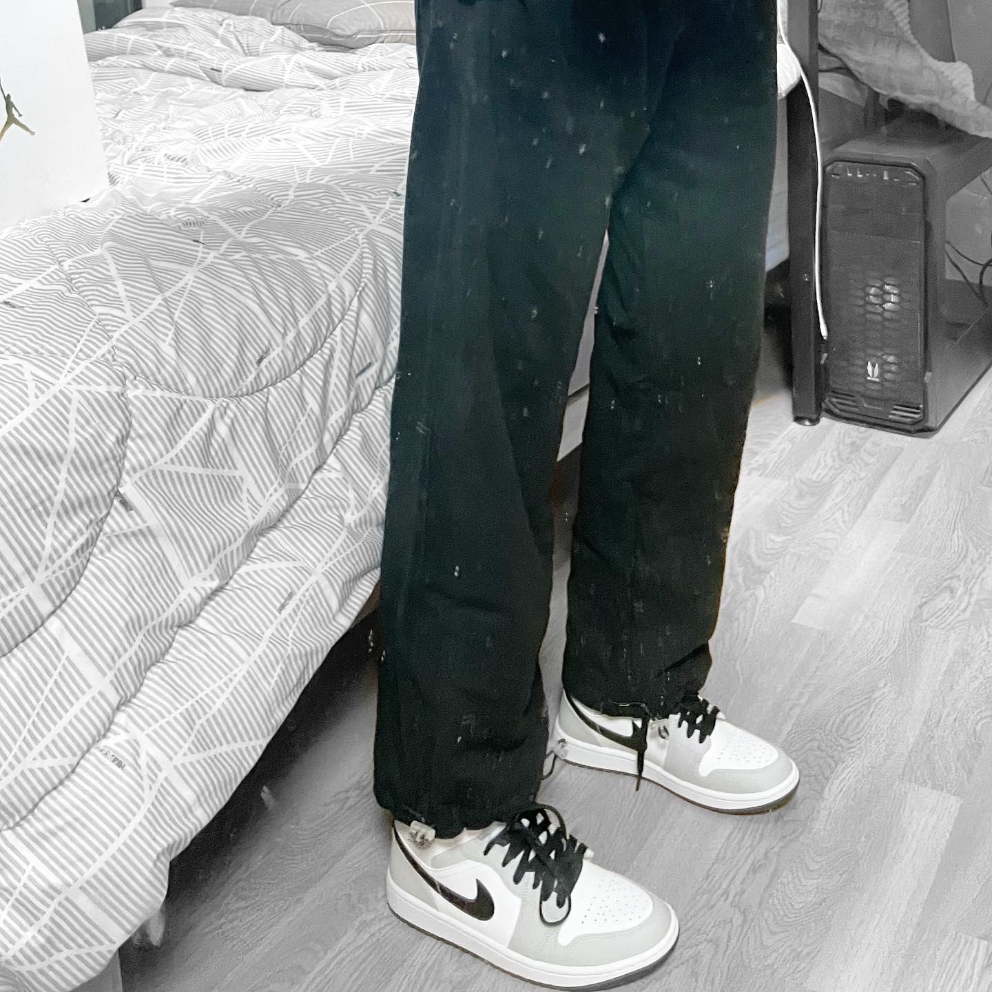 (W) Jordan 1 Mid Grey Fog 착용 스타일 - 3