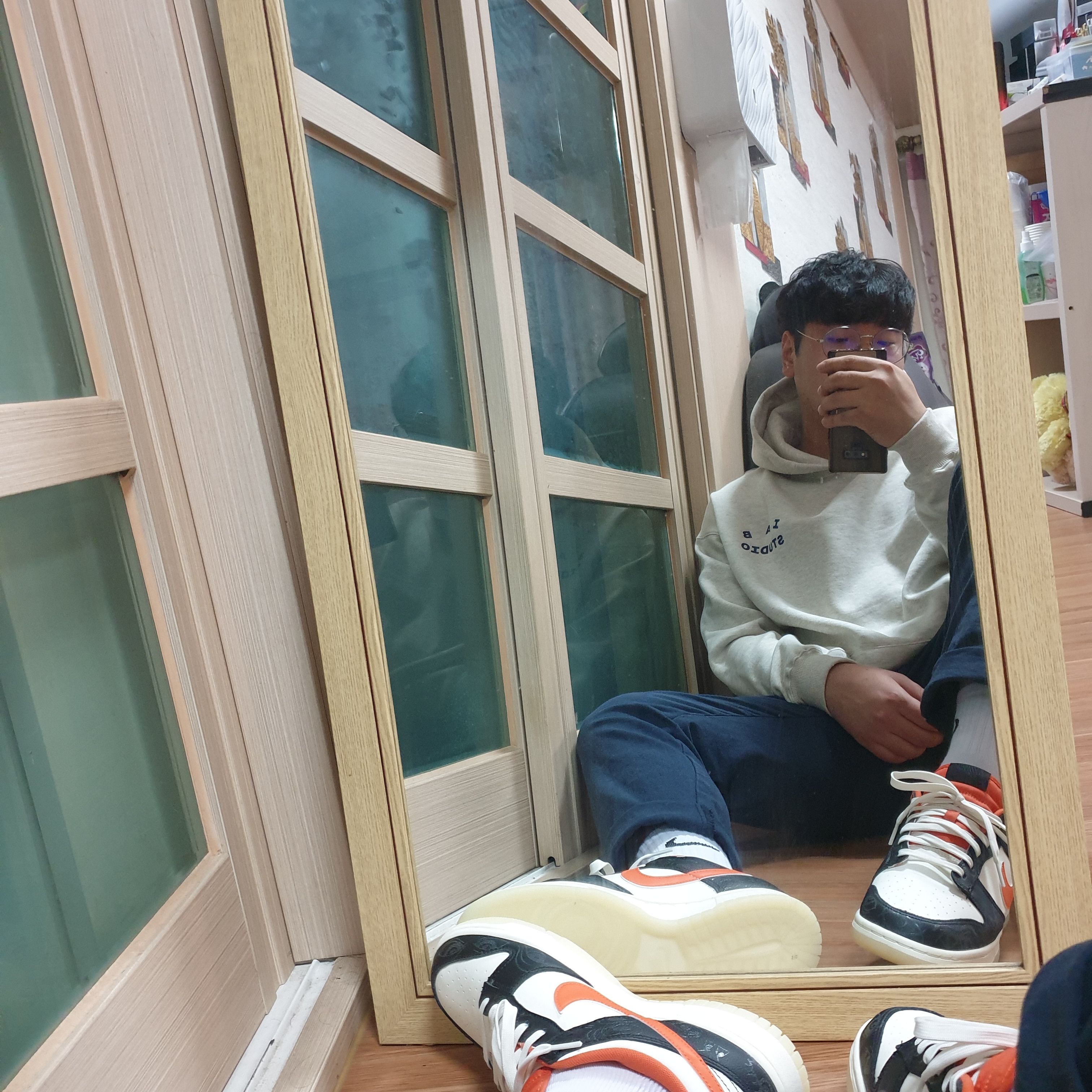 Nike Dunk Low Retro PRM Halloween, IAB Studio Hoodie Oatmeal Gray - 21SS 착용 스타일