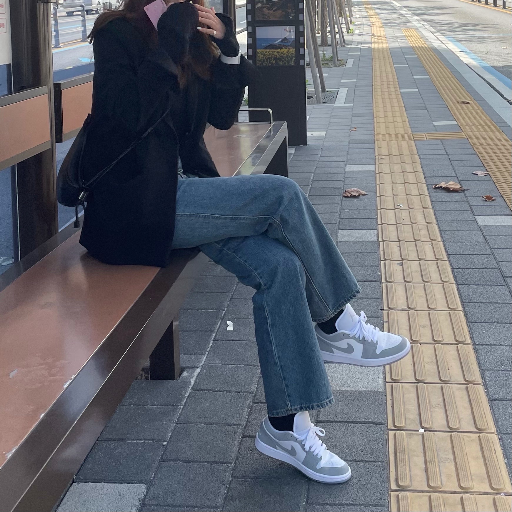 (W) Jordan 1 Low White Wolf Grey 착용 스타일