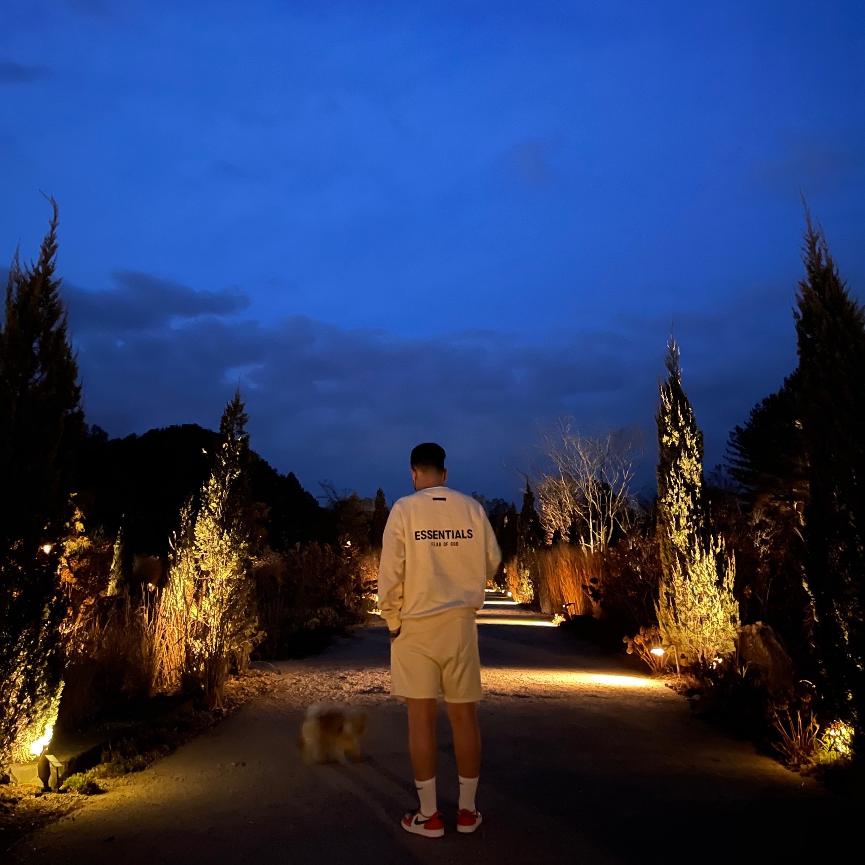 Essentials Pull-Over Crewneck Sweatshirt Cream - 21SS, Essentials Sweatshorts Cream - 21SS 착용 스타일 - 2