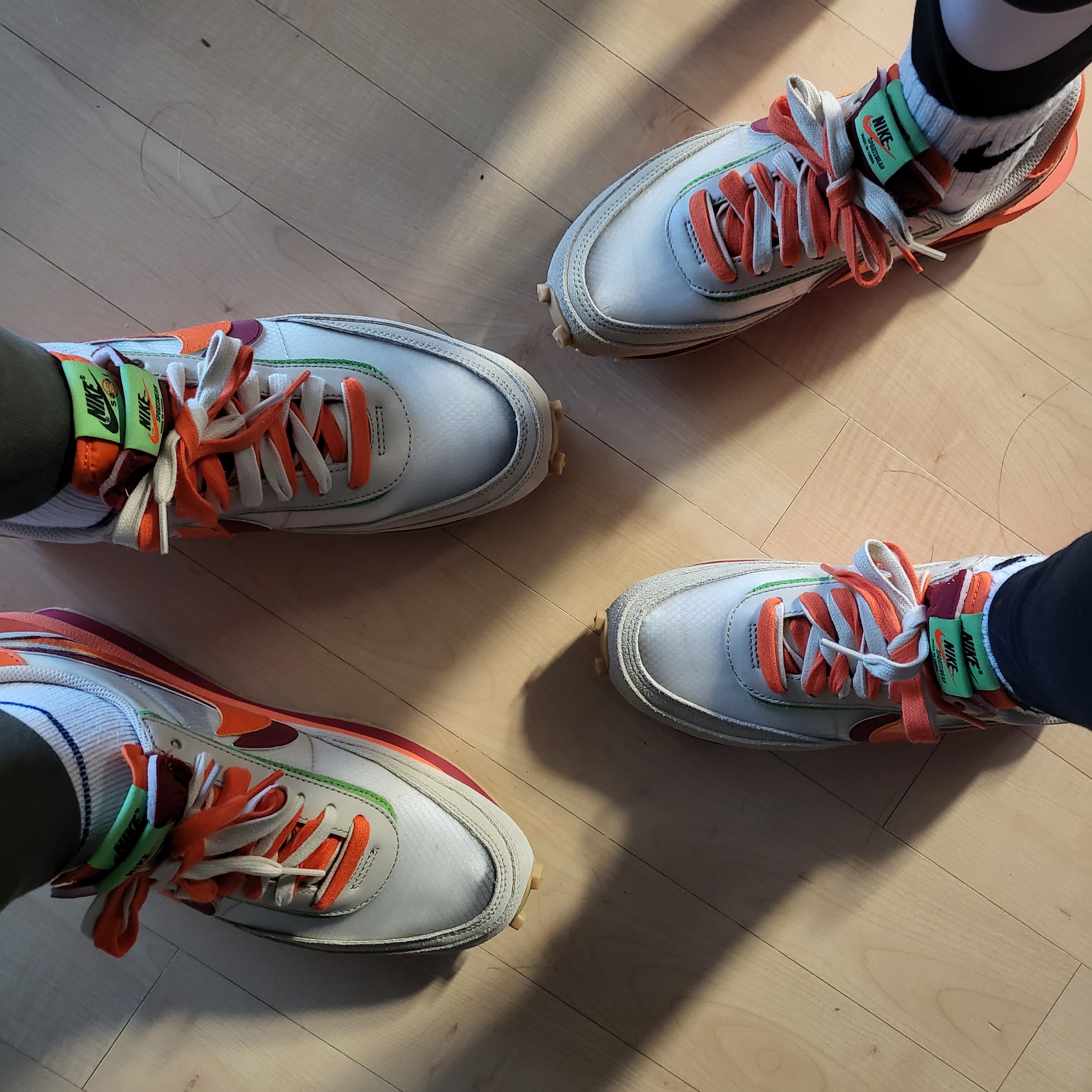 Nike x Sacai x Clot LDWaffle Orange Blaze 착용 스타일 - 1