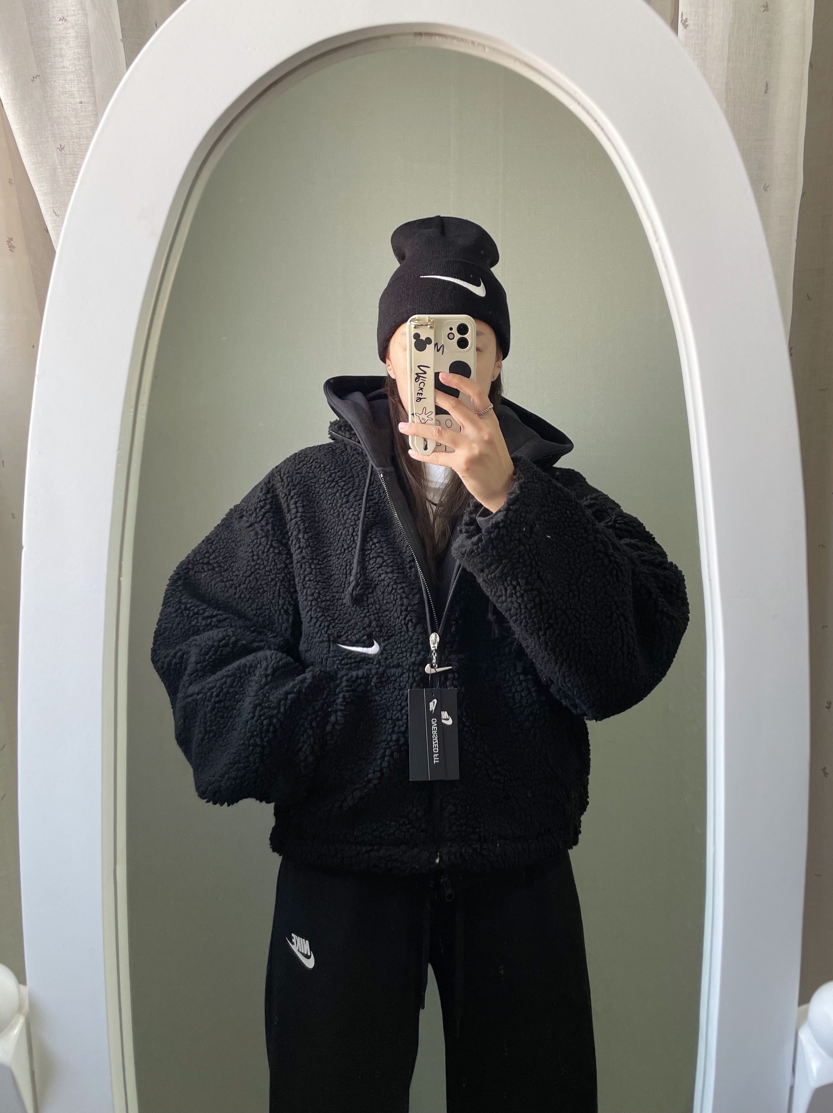 Nike x Stussy Cuff Beanie Black, (W) Nike Dunk Low Black 착용 스타일 - 2