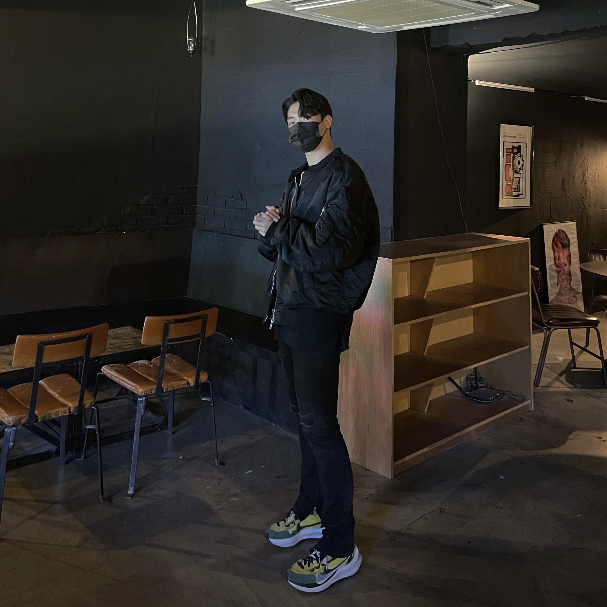 Nike x Sacai VaporWaffle Tour Yellow & Gorge Green Sail 착용 스타일