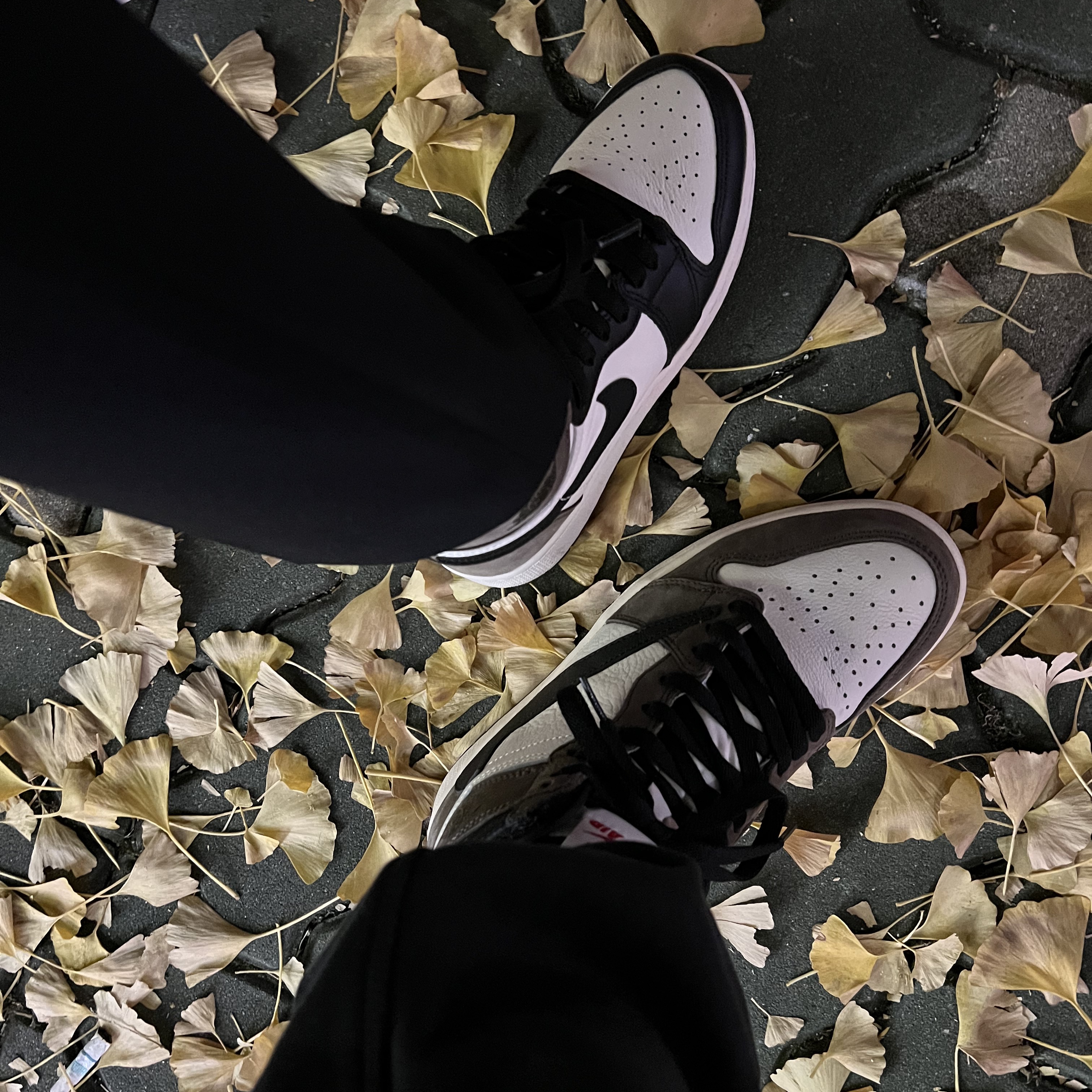 (GS) Jordan 1 Retro High OG Black Mocha, Jordan 1 x Travis Scott Retro High OG SP Mocha 착용 스타일