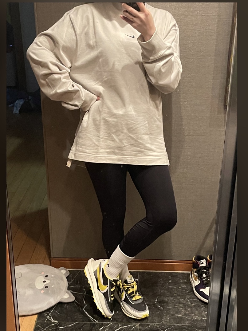 Nike x Sacai x Undercover LDWaffle Black Bright Citron, Nike x Drake Nocta Socks White (3 Pack) 착용 스타일 - 1