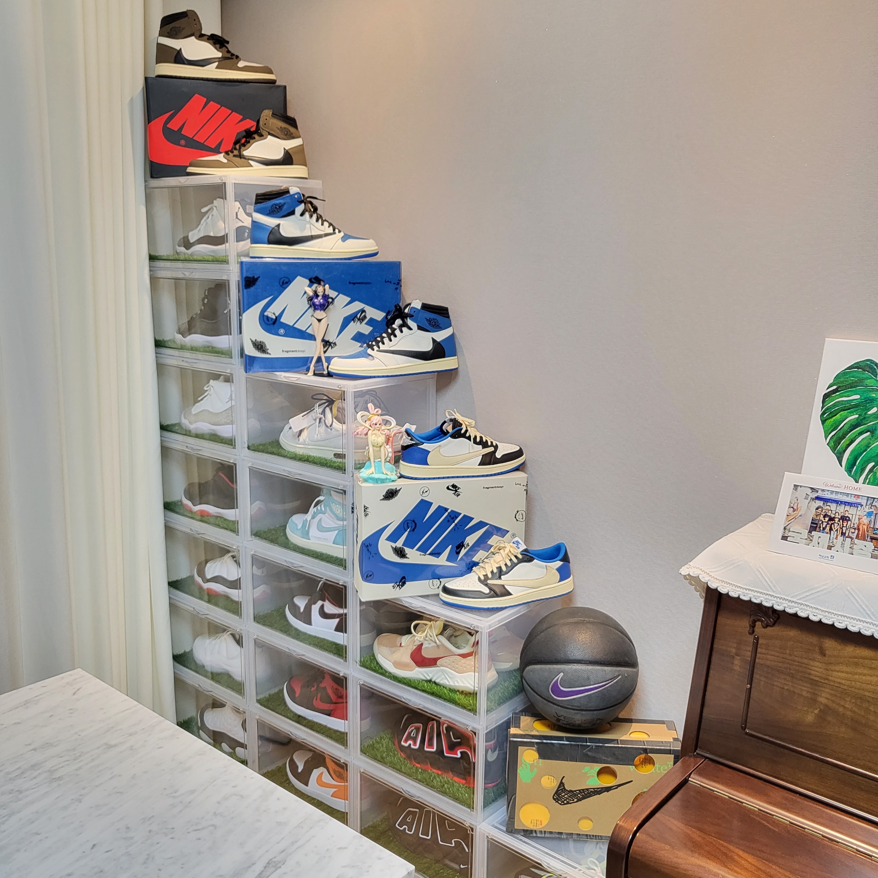 Jordan 1 x Travis Scott x Fragment Retro High OG SP Military Blue, Jordan 1 x Travis Scott x Fragment Retro Low OG SP Military Blue 착용 스타일 - 4