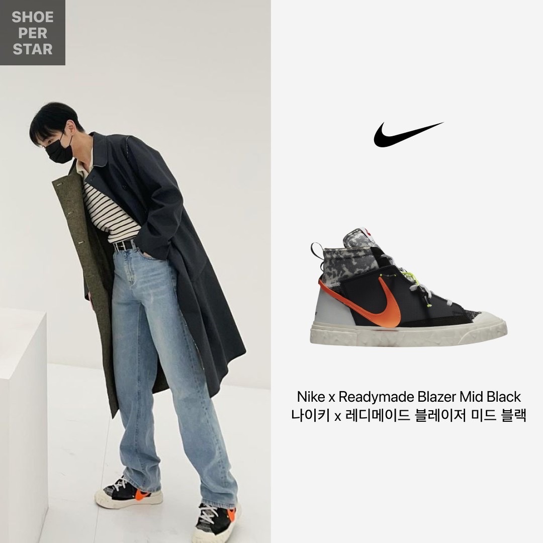 Nike x Readymade Blazer Mid Black 착용 스타일 - 1