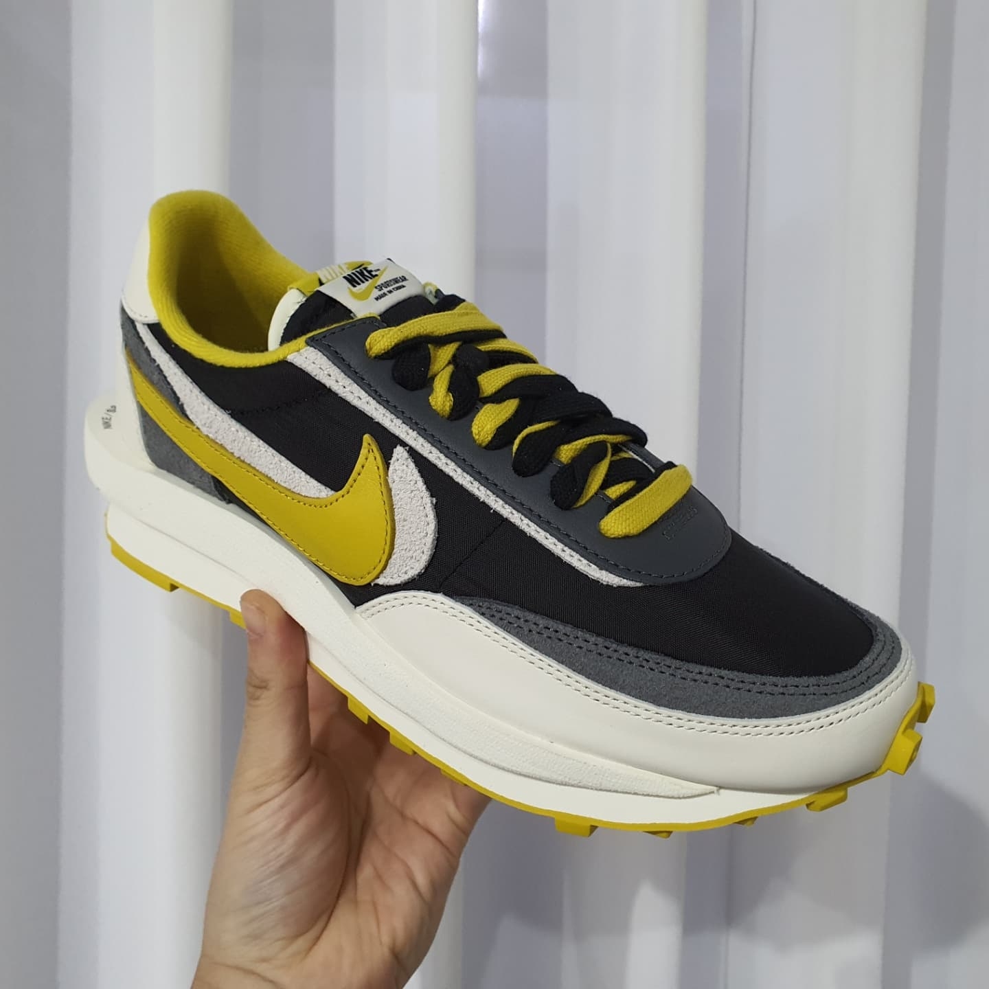 Nike x Sacai x Undercover LDWaffle Black Bright Citron 착용 스타일 - 1