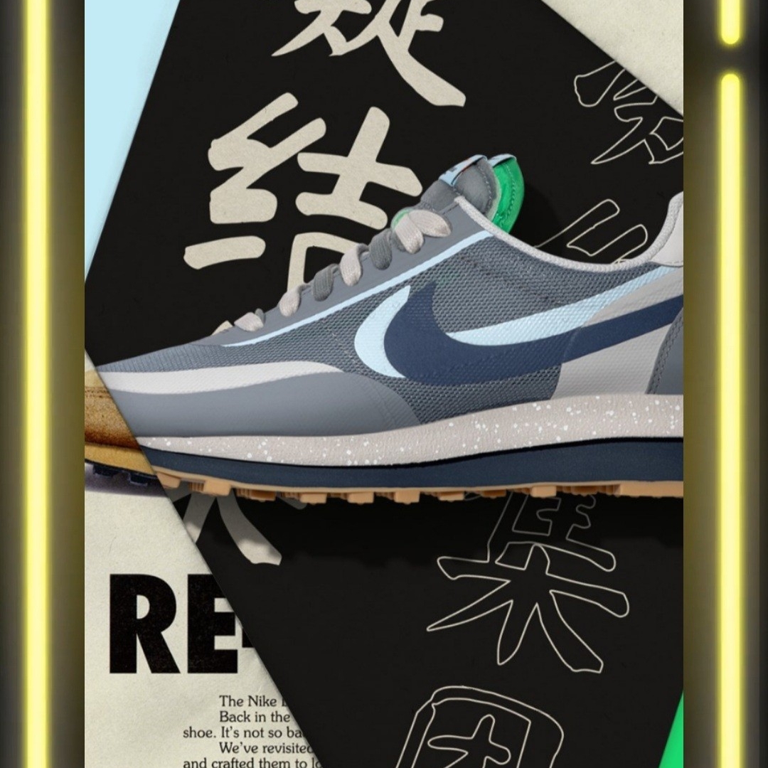 Nike x Sacai x Clot LDWaffle Cool Grey 착용 스타일 - 2
