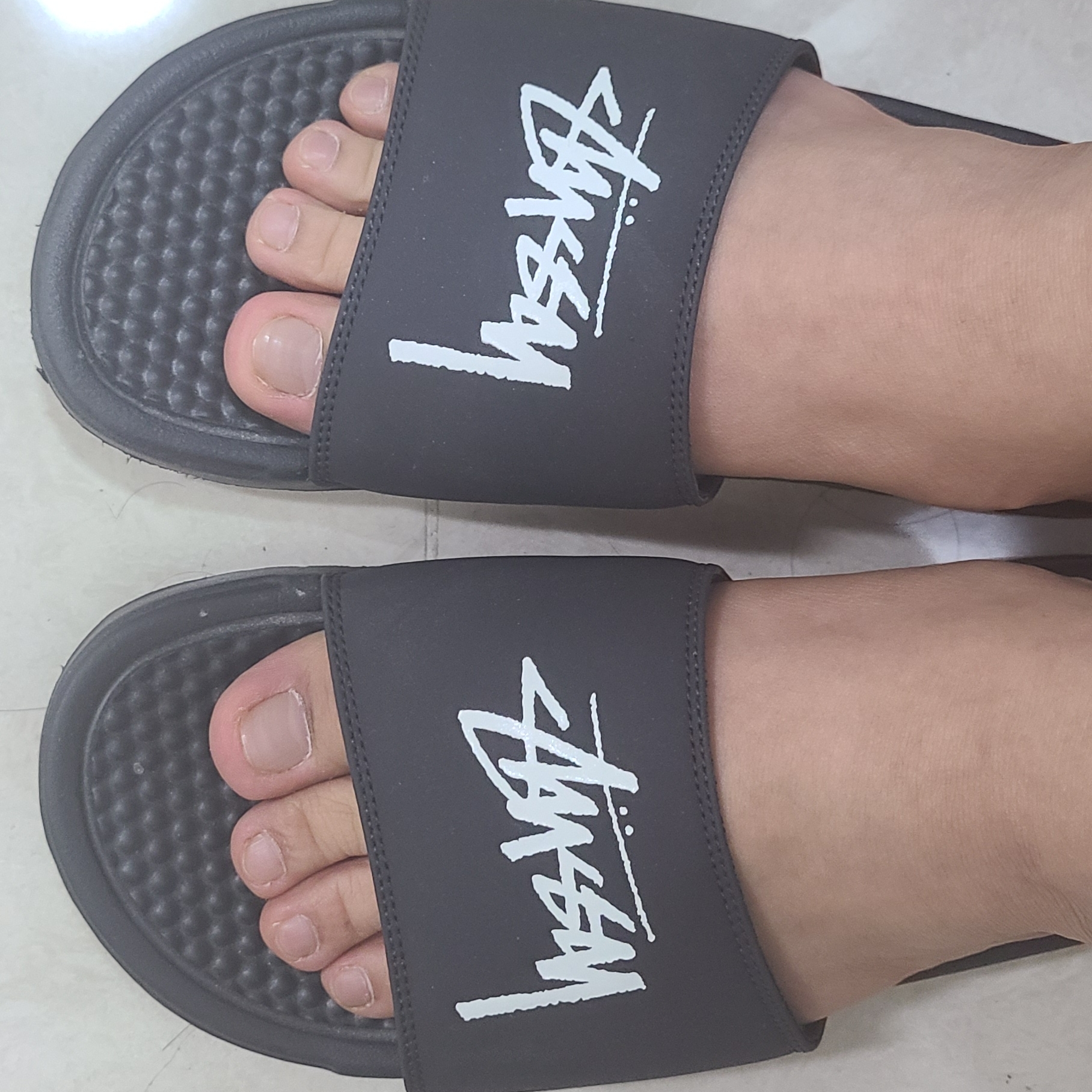 Nike x Stussy Benassi Slide Off Noir 착용 스타일