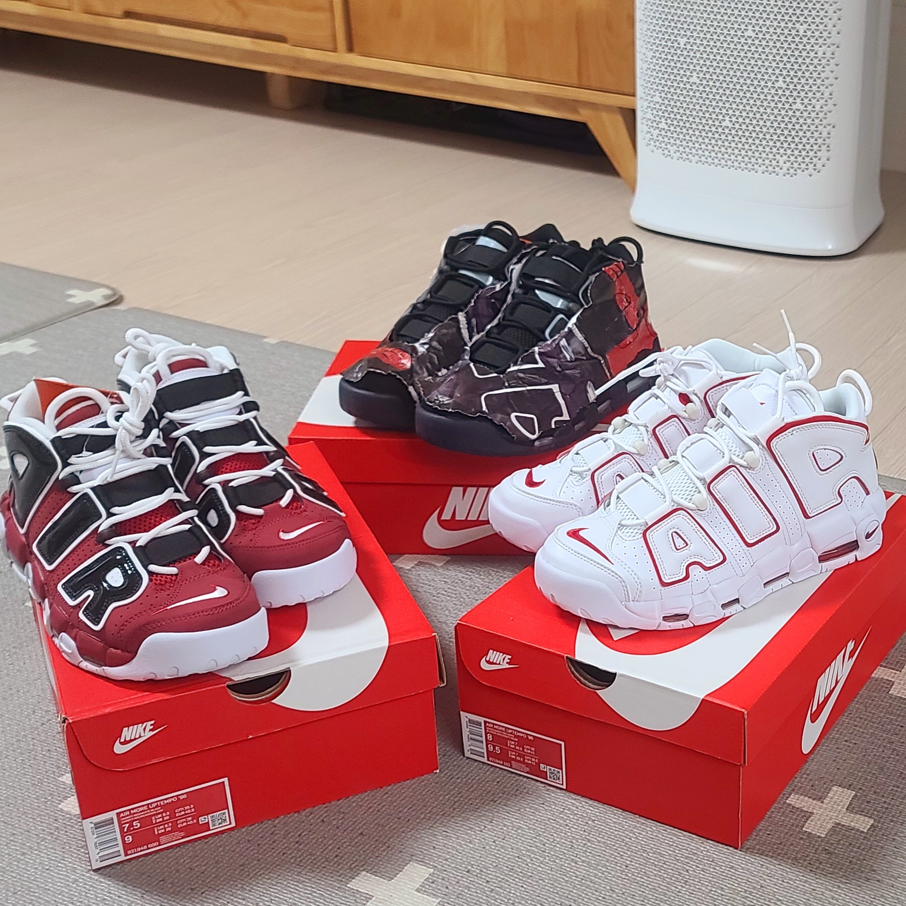 Nike Air More Uptempo 96 Bulls 2021, Nike Air More Uptempo White Varsity Red 2021 착용 스타일