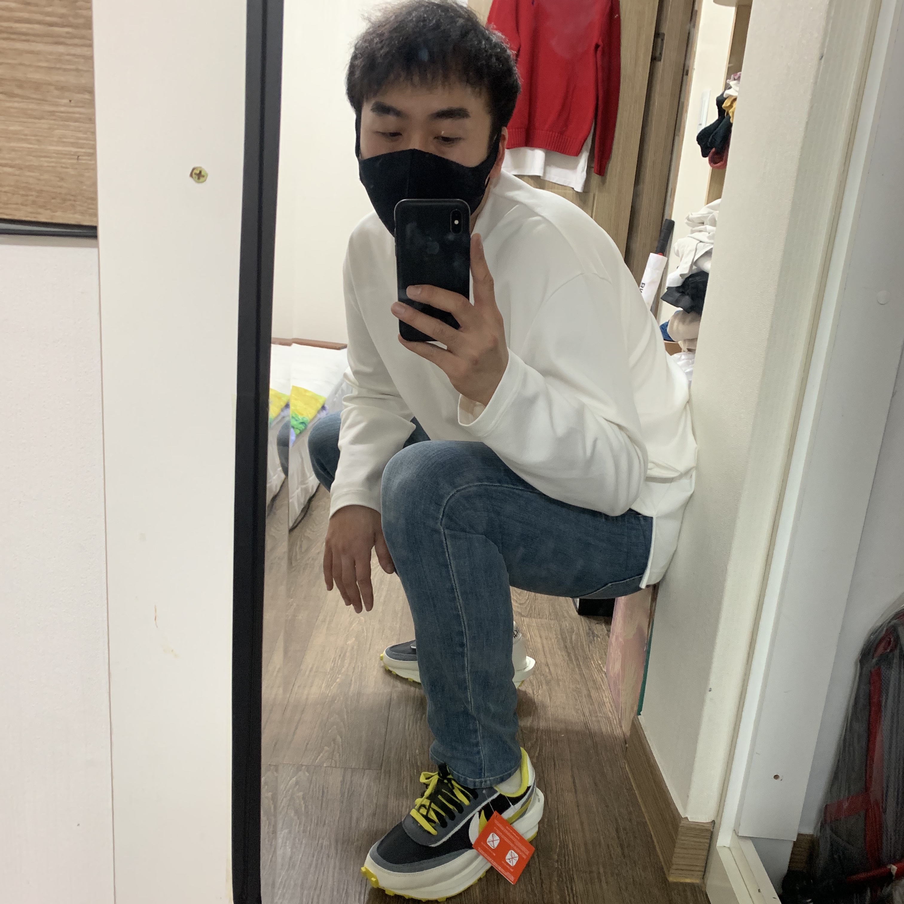 Nike x Sacai x Undercover LDWaffle Black Bright Citron 착용 스타일 - 2