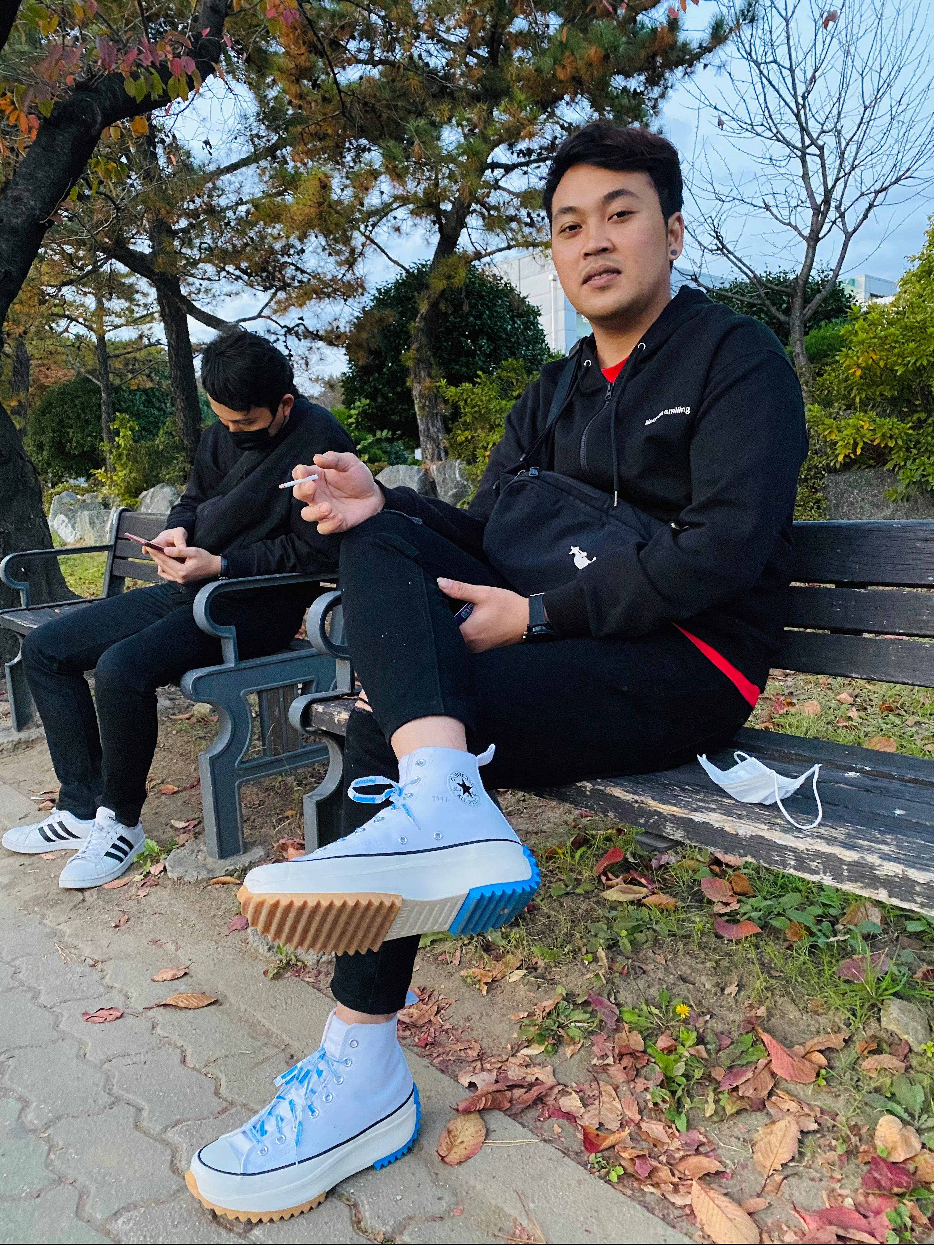 Converse x JW Anderson Run Star Hike Hi White 착용 스타일