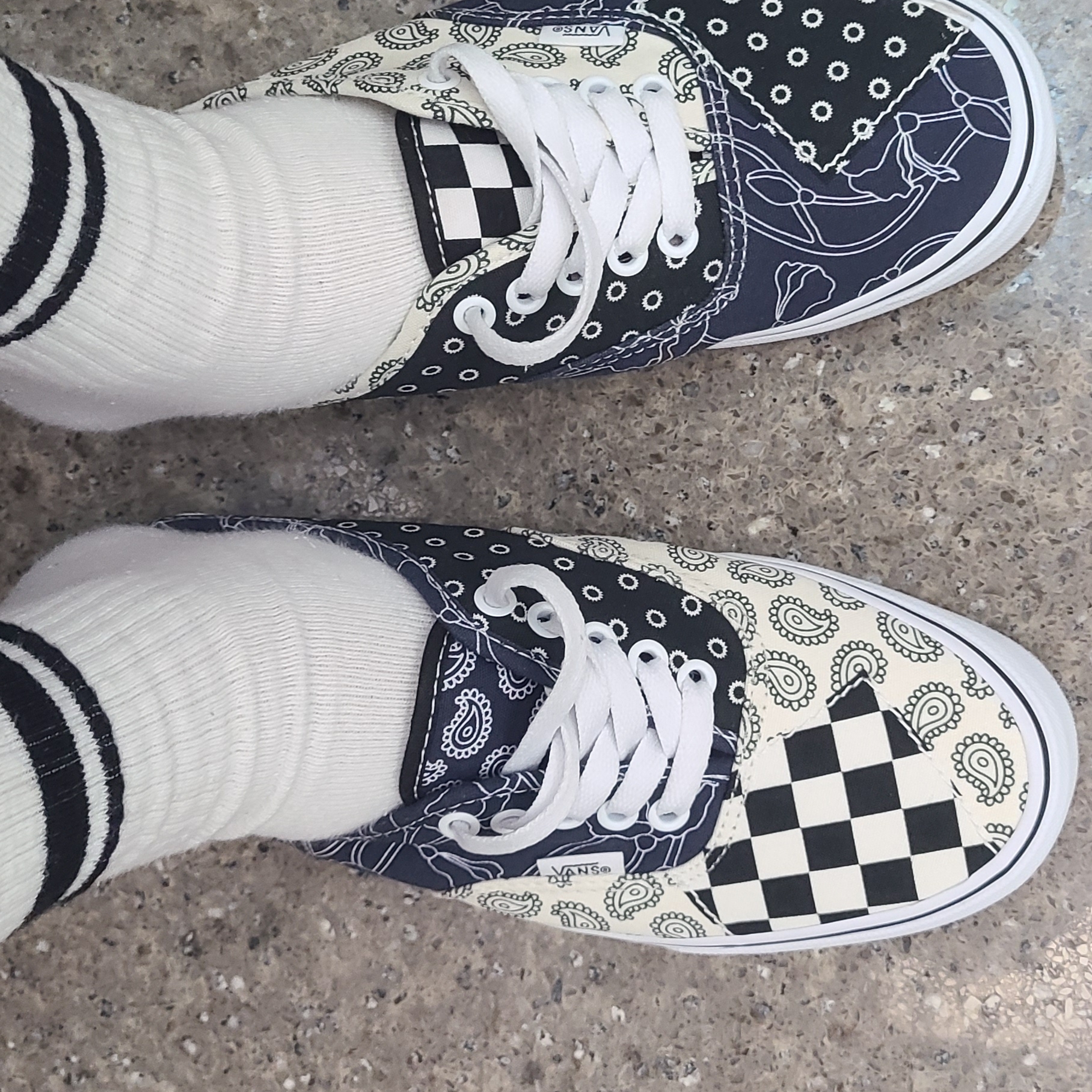 Vans Canvas Authentic Mule Pattern Mix Multi 착용 스타일