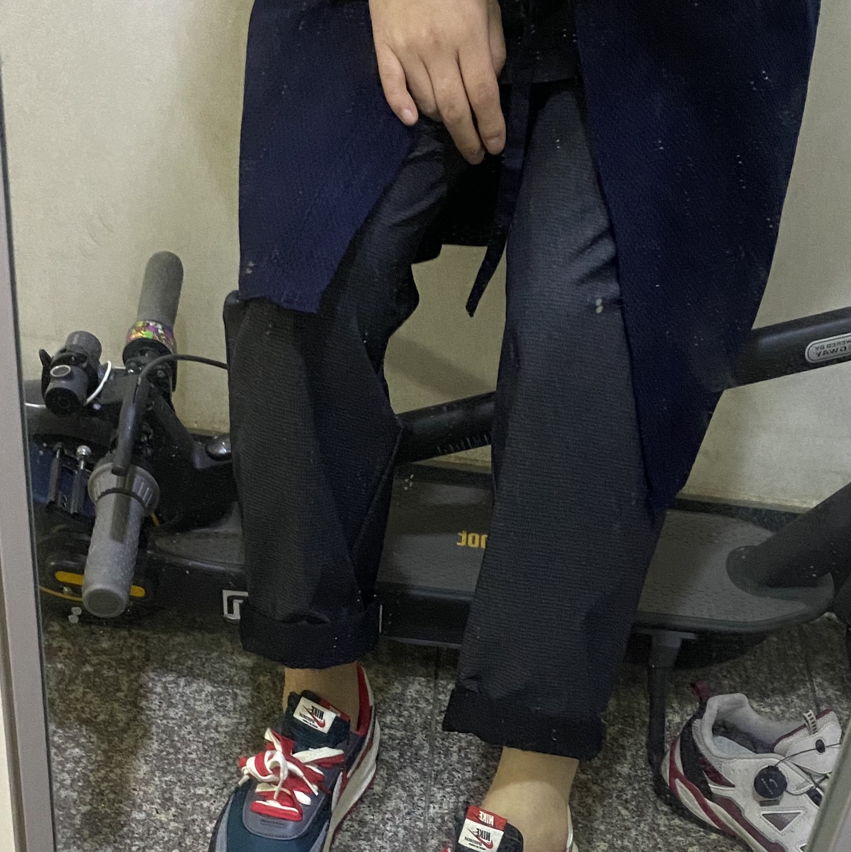 Nike x Sacai x Undercover LDWaffle Midnight Spruce University Red 착용 스타일 - 3