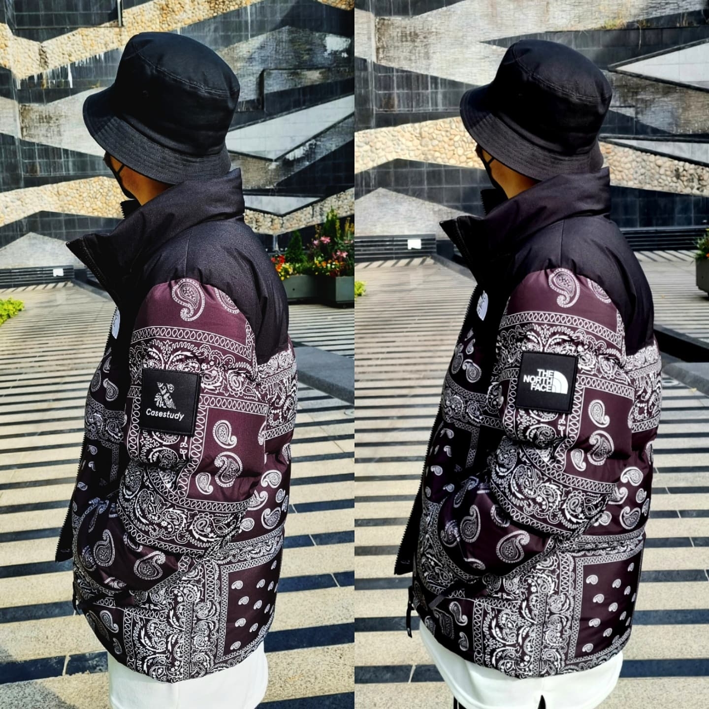The North Face Nuptse Down Jacket Black, The North Face Nuptse Down Jacket Red 착용 스타일 - 2