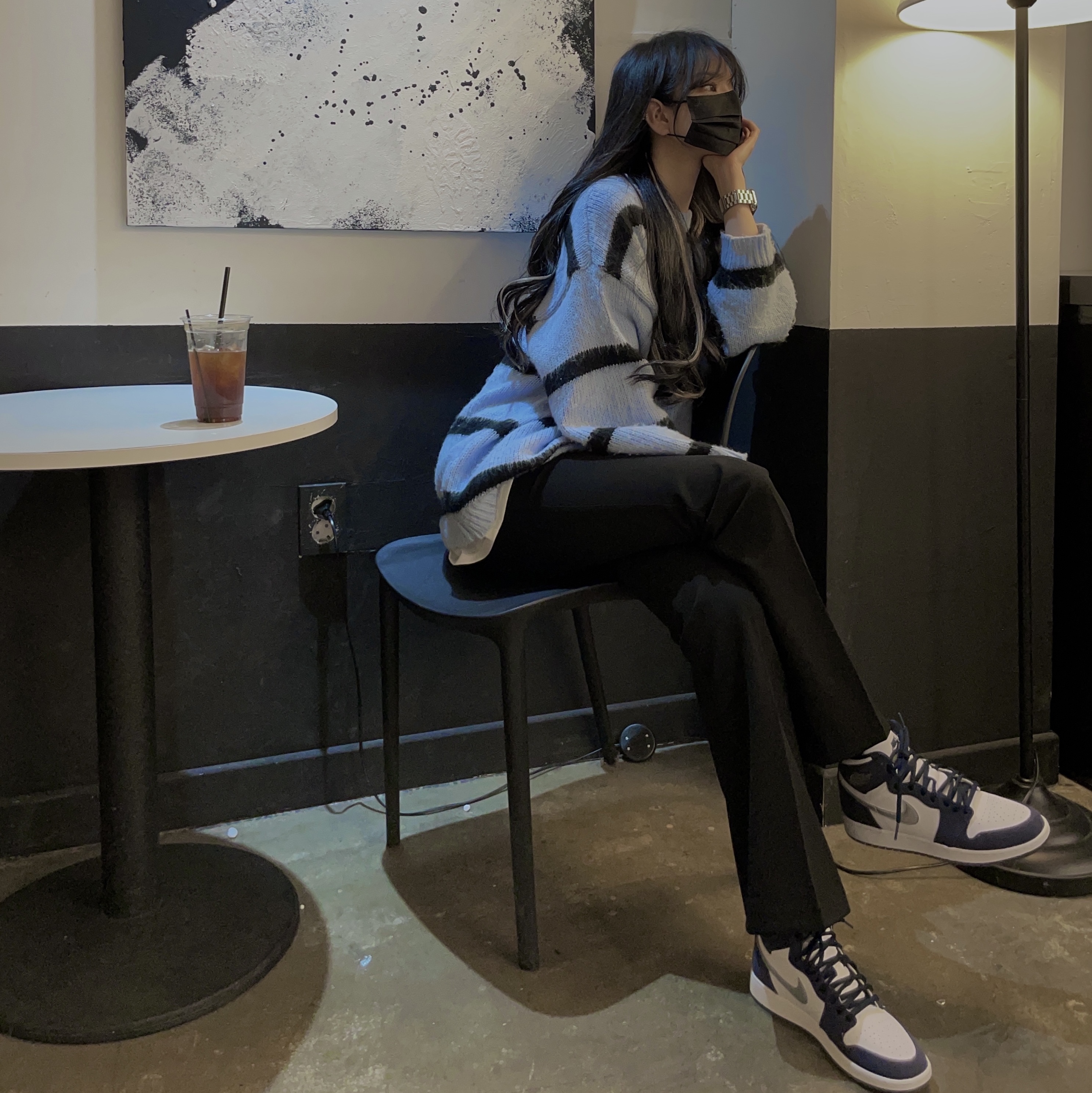 Jordan 1 Retro High OG CO.JP Midnight Navy, (GS) Jordan 1 Retro High OG CO.JP Midnight Navy 착용 스타일 - 1