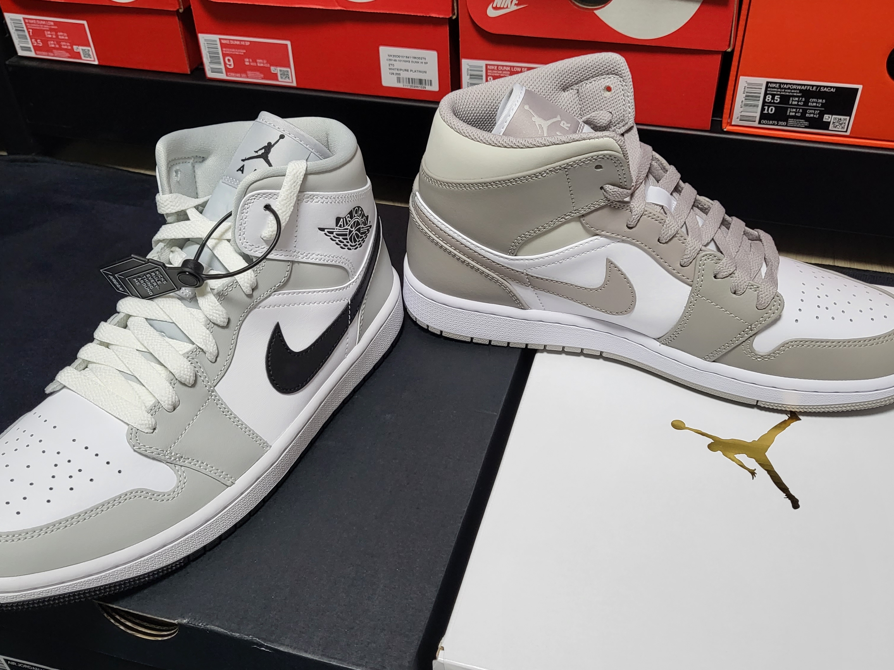 (W) Jordan 1 Mid Grey Fog, Jordan 1 Mid College Grey 착용 스타일 - 2