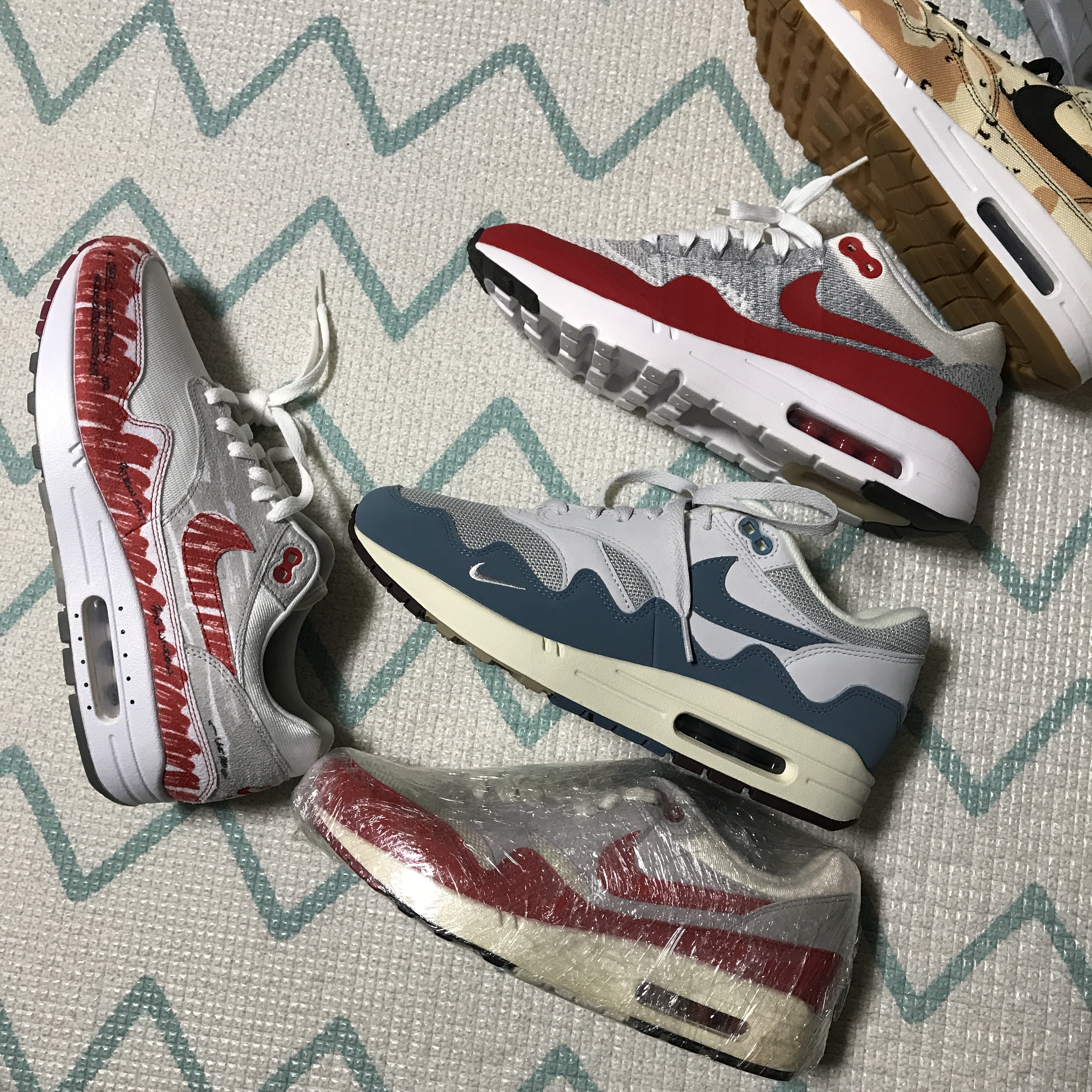 Nike x Patta Air Max 1 Noise Aqua, Nike Air Max 1 Tinker Sketch to Shelf 착용 스타일