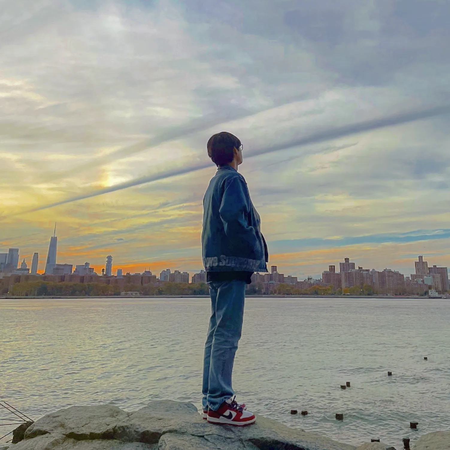 Supreme John Coltrane A Love Supreme Denim Harrington Jacket Blue - 21FW, Nike SB Dunk Low Pro Chicago 착용 스타일