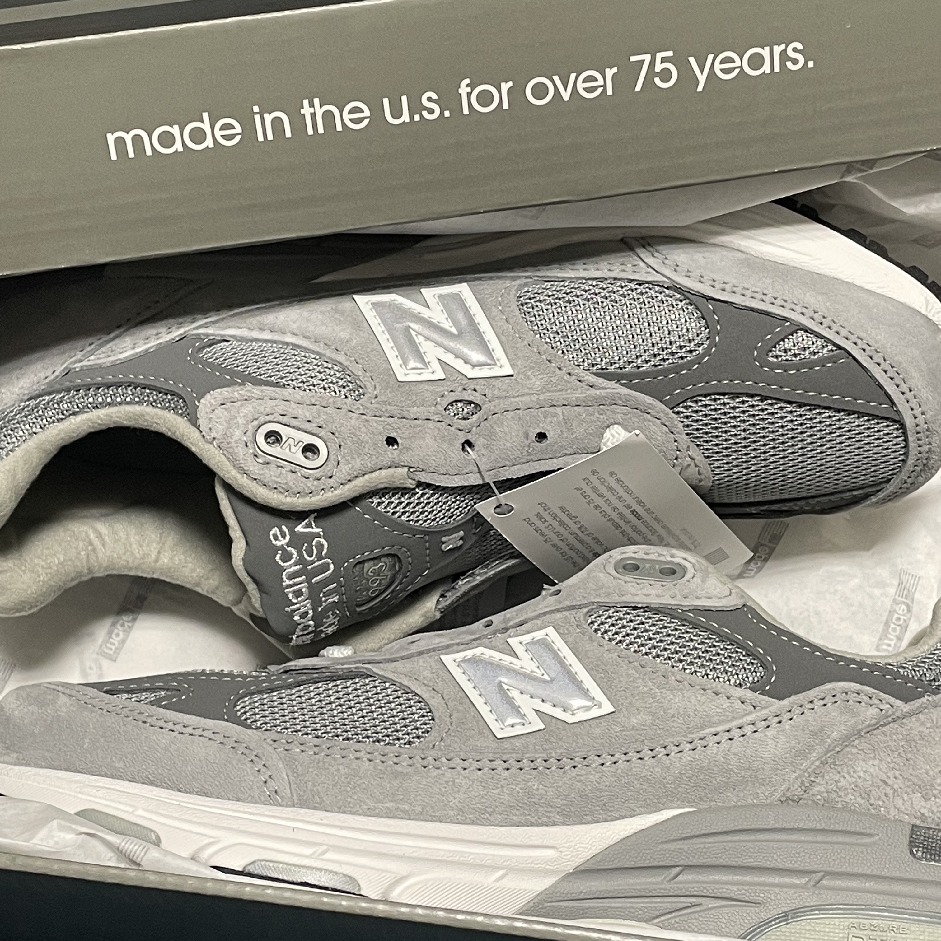 (W) New Balance 993 Made in USA Grey - B Standard 착용 스타일 - 3