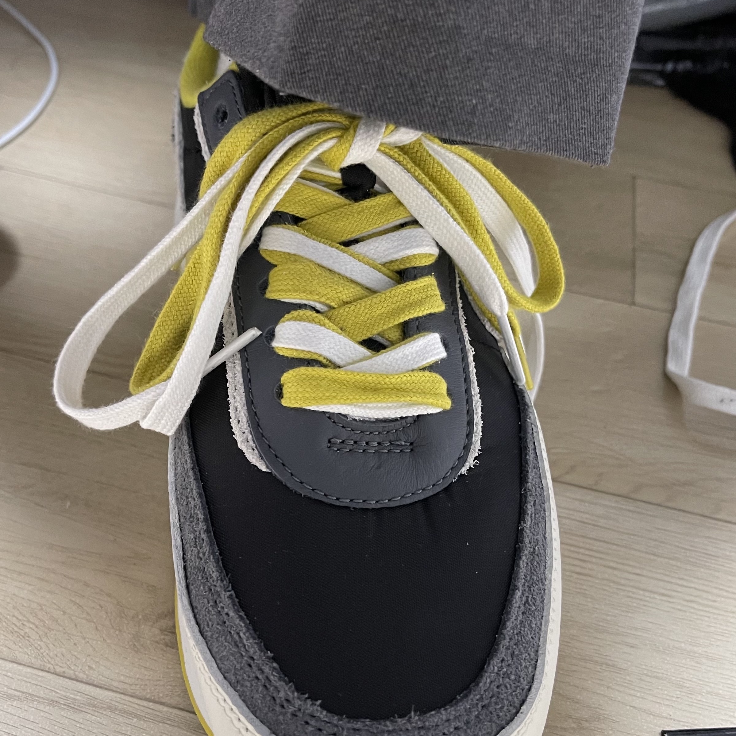 Nike x Sacai x Undercover LDWaffle Black Bright Citron 착용 스타일 - 2