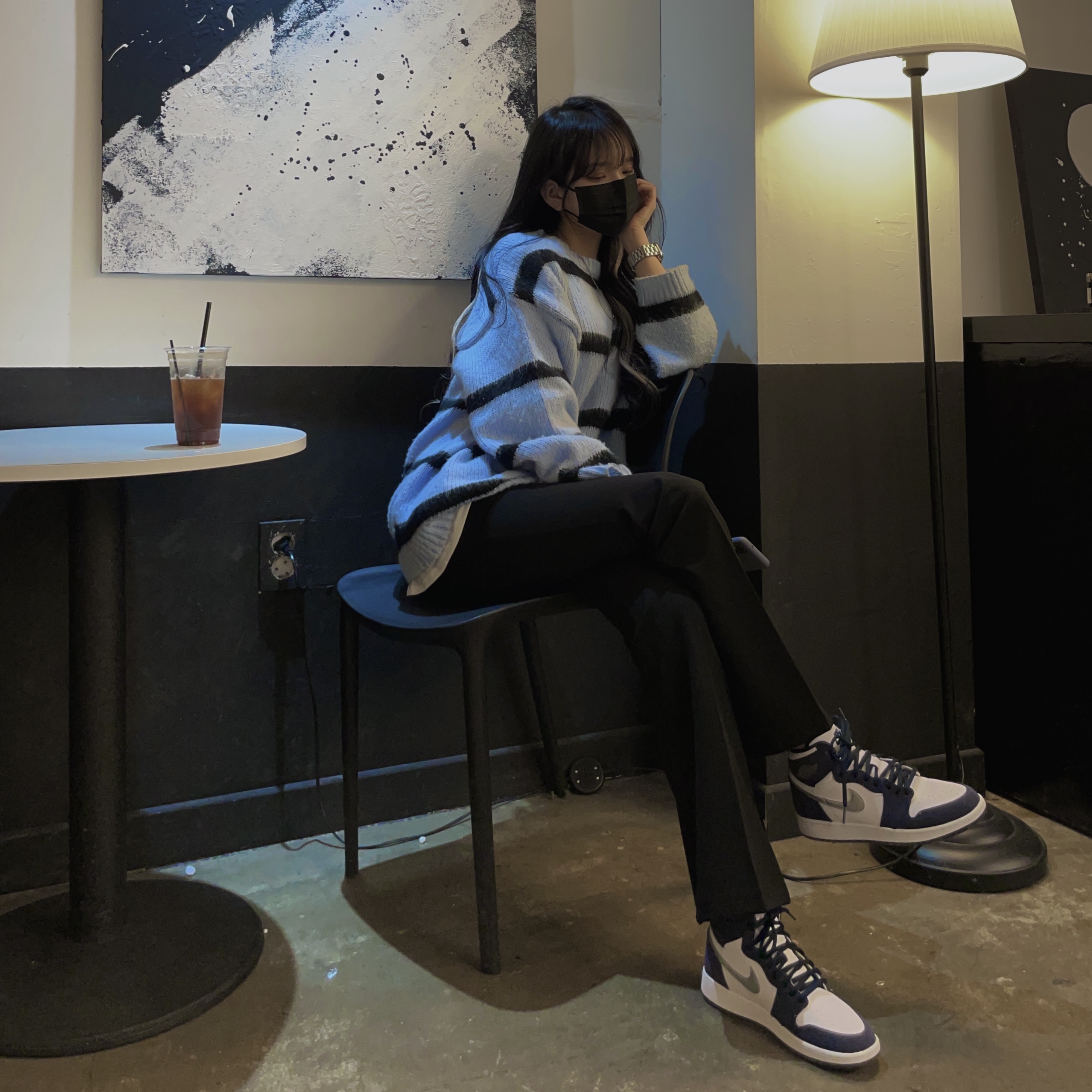 Jordan 1 Retro High OG CO.JP Midnight Navy, (GS) Jordan 1 Retro High OG CO.JP Midnight Navy 착용 스타일 - 2