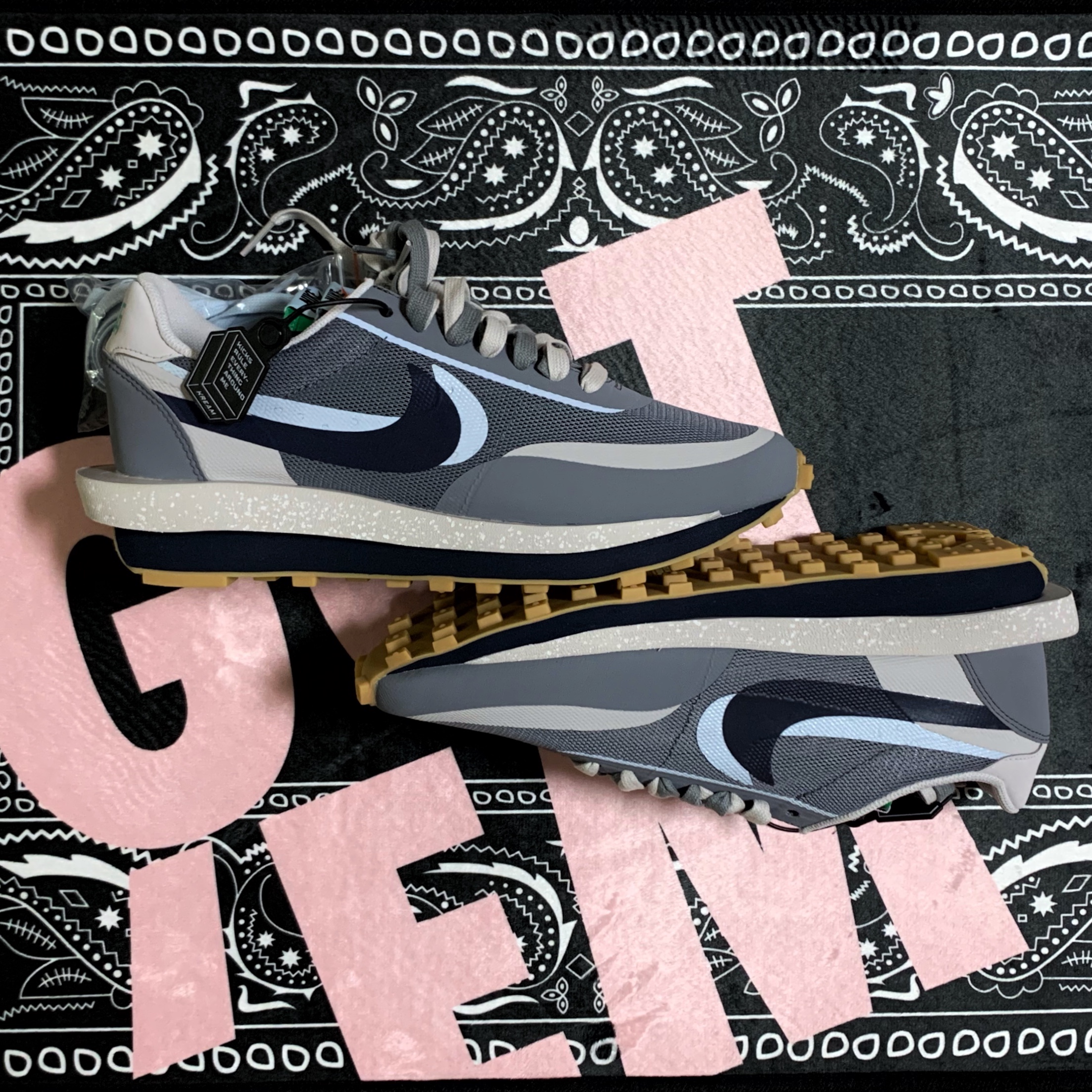 Nike x Sacai x Clot LDWaffle Cool Grey 착용 스타일 - 1