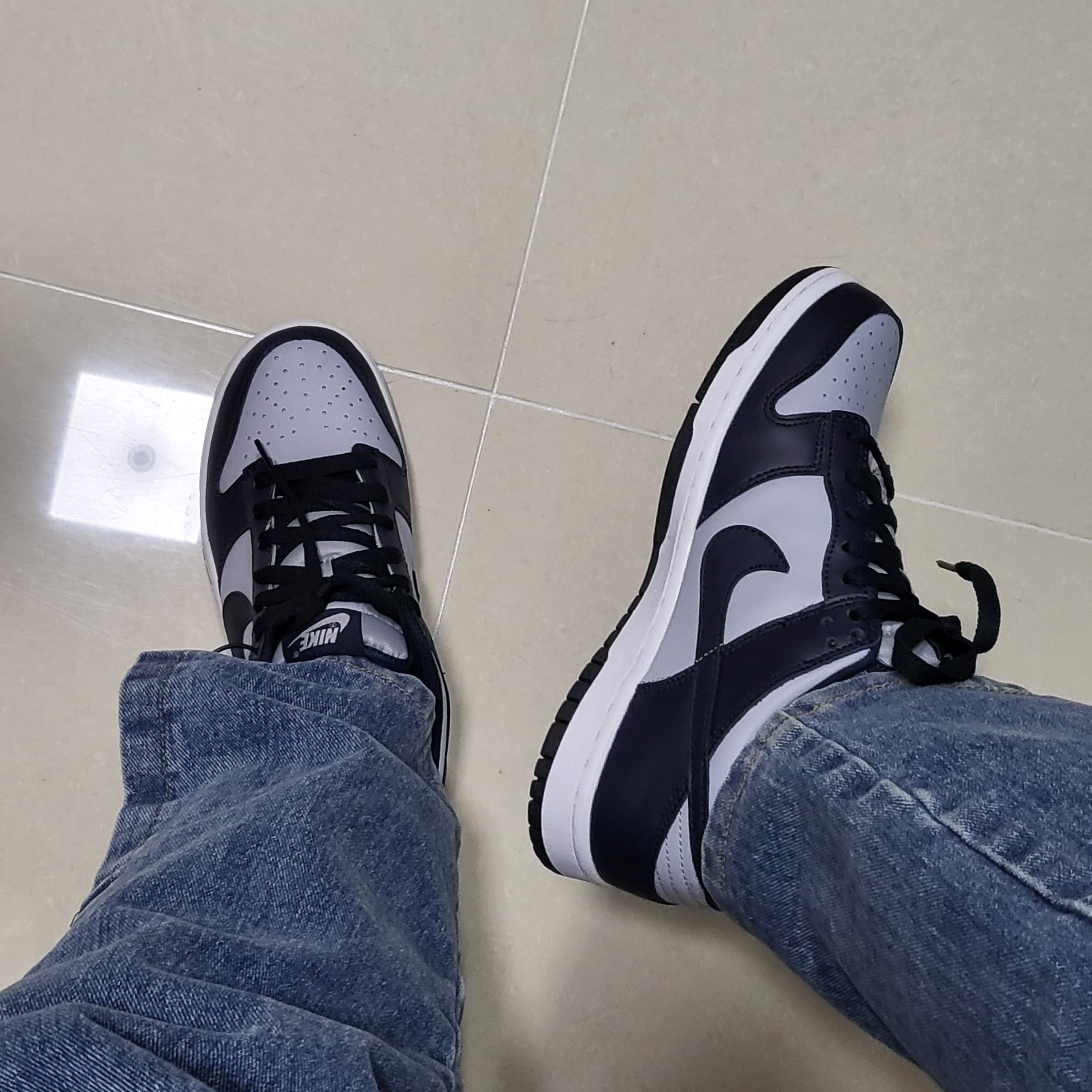 Nike Dunk Low Retro Championship Grey, (GS) Nike Dunk Low Championship Grey 착용 스타일 - 4