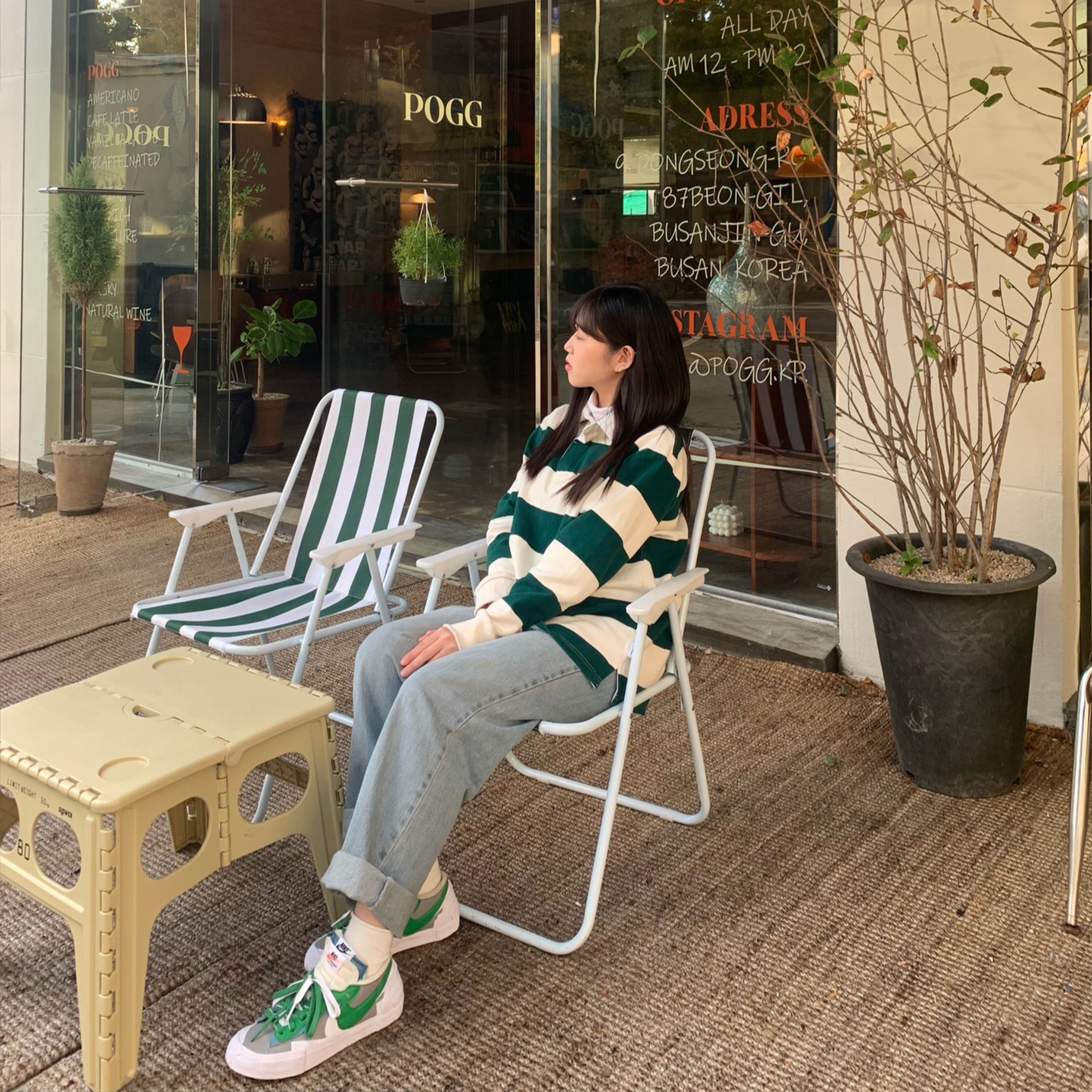 Nike x Sacai Blazer Low Classic Green 착용 스타일