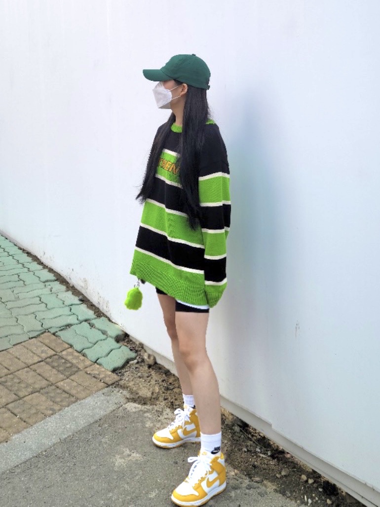 (W) Nike Dunk High Dark Sulfur 착용 스타일 - 3
