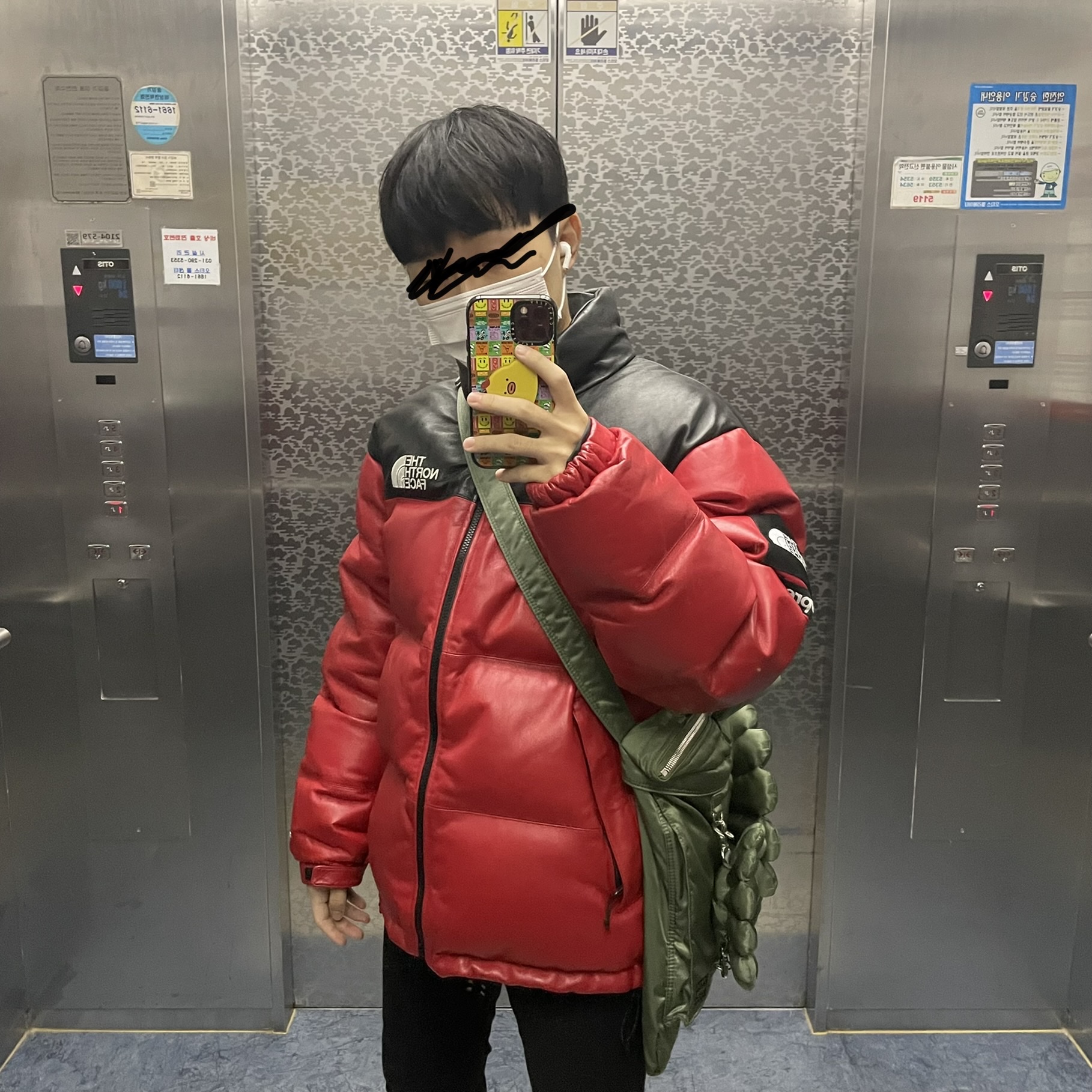 Supreme x The North Face Leather Nuptse Jacket Red - 17FW 착용 스타일
