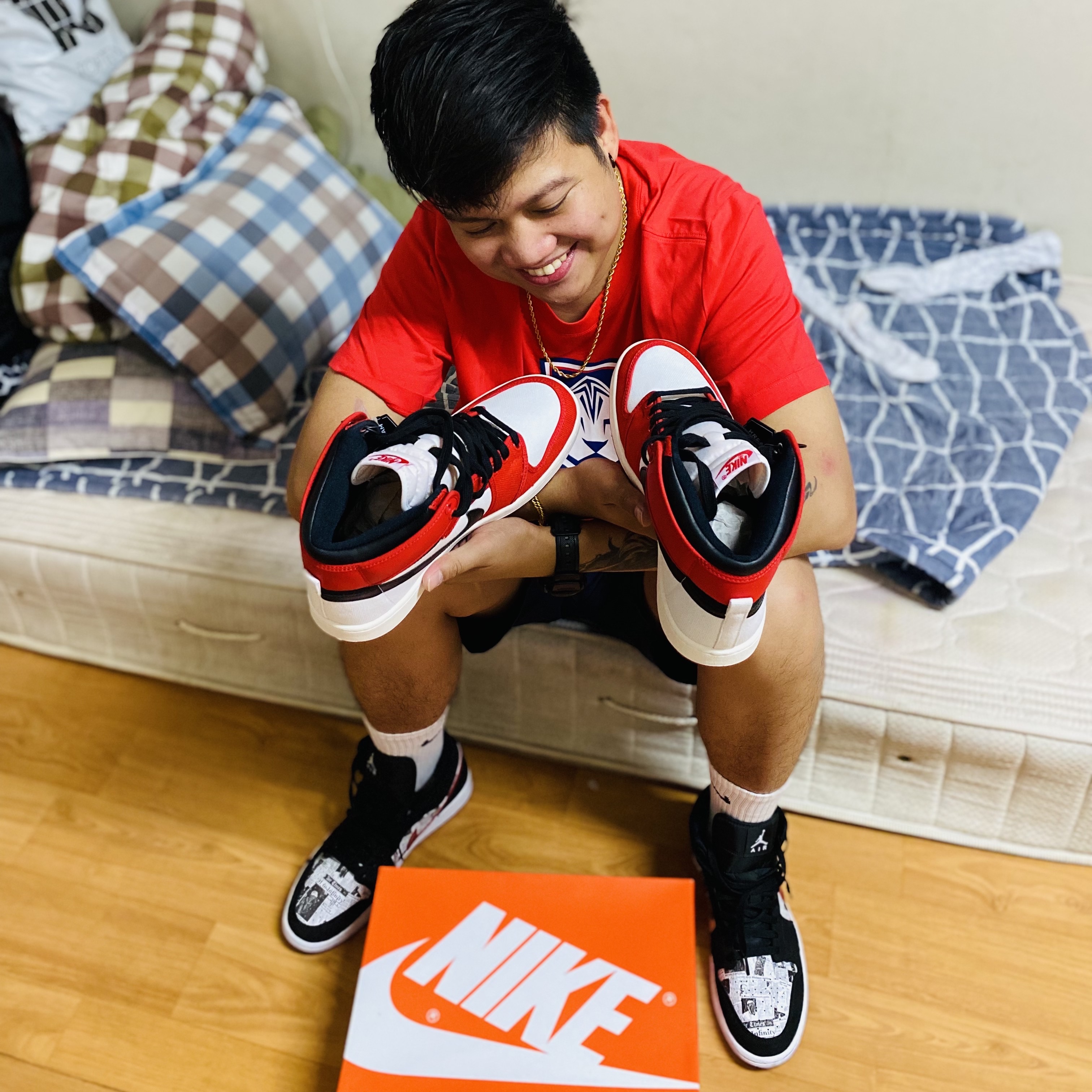 Jordan 1 KO Chicago 2021, Jordan 1 Mid Newspaper Air Times 착용 스타일 - 1