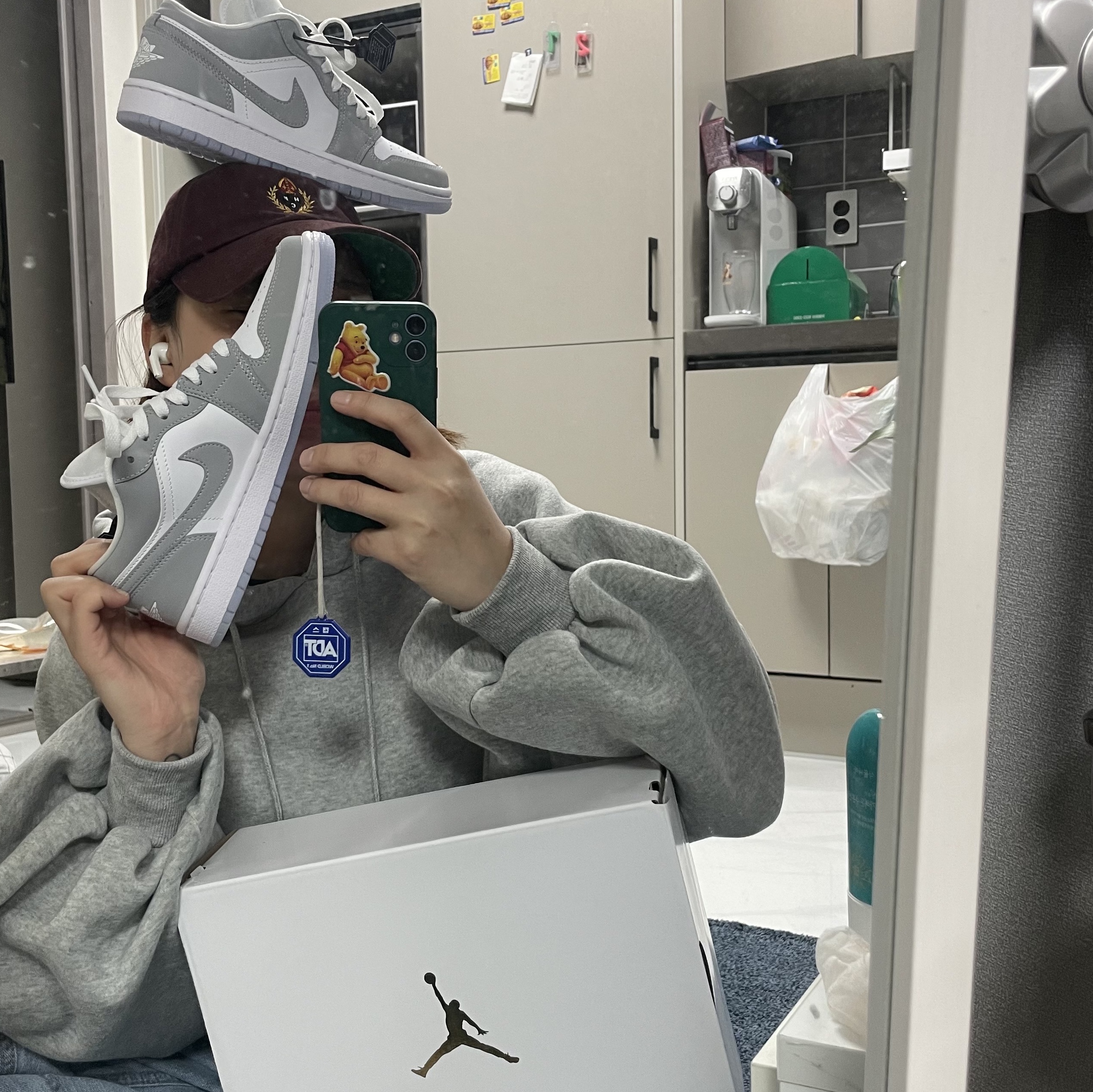 (W) Jordan 1 Low White Wolf Grey 착용 스타일