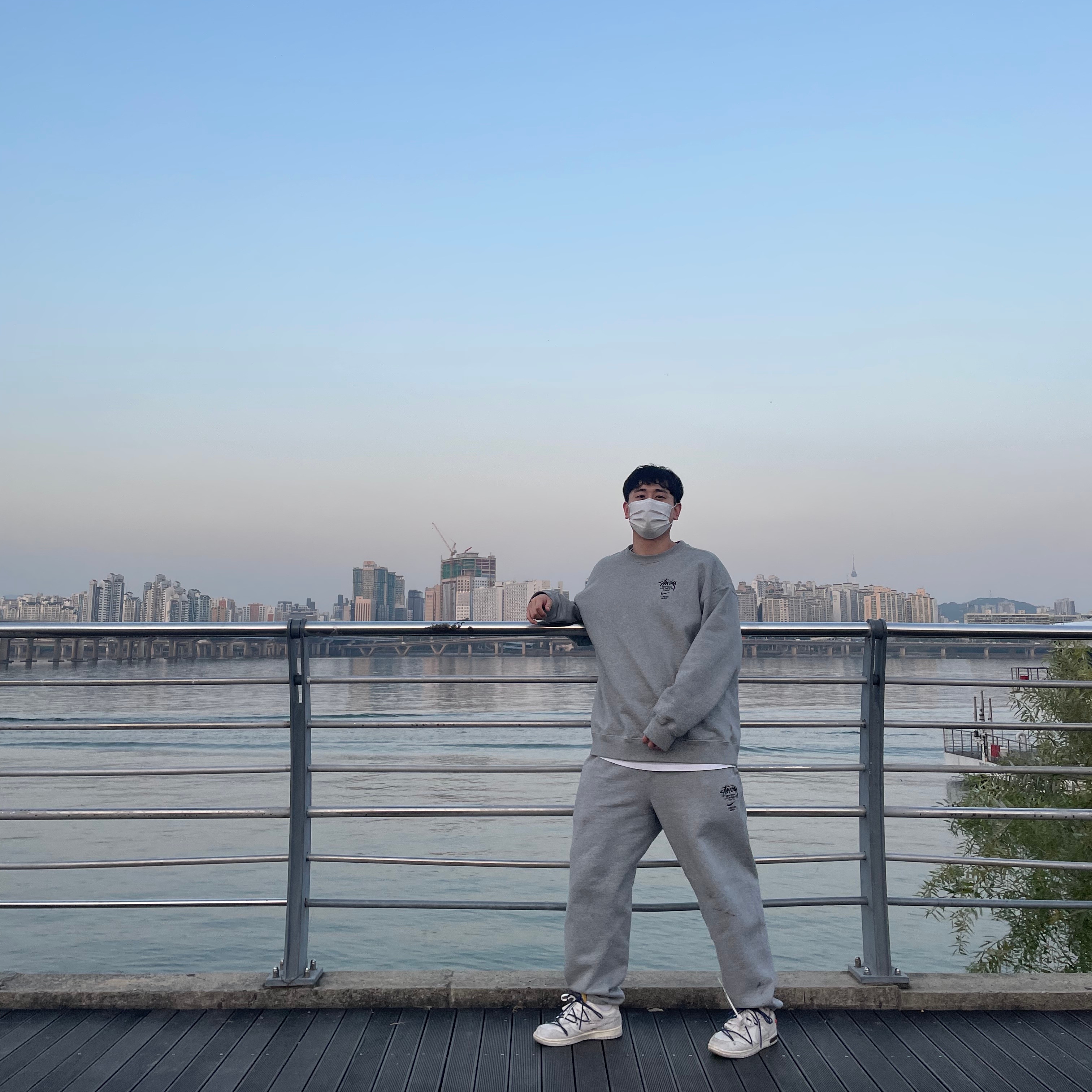 Nike x Stussy NRG ZR Fleece Crewneck Heather Grey - US/EU, Nike x Stussy NRG ZR Fleece Pants Heather Grey - US/EU 착용 스타일