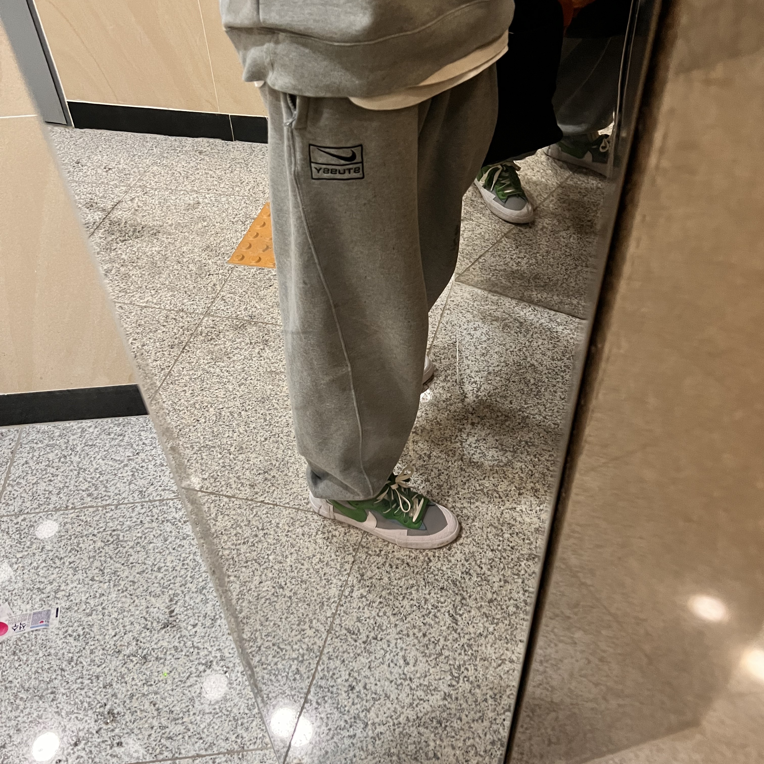 Nike x Stussy NRG BR Crew Fleece Grey, Nike x Stussy NRG BR Fleece Pants Grey 착용 스타일